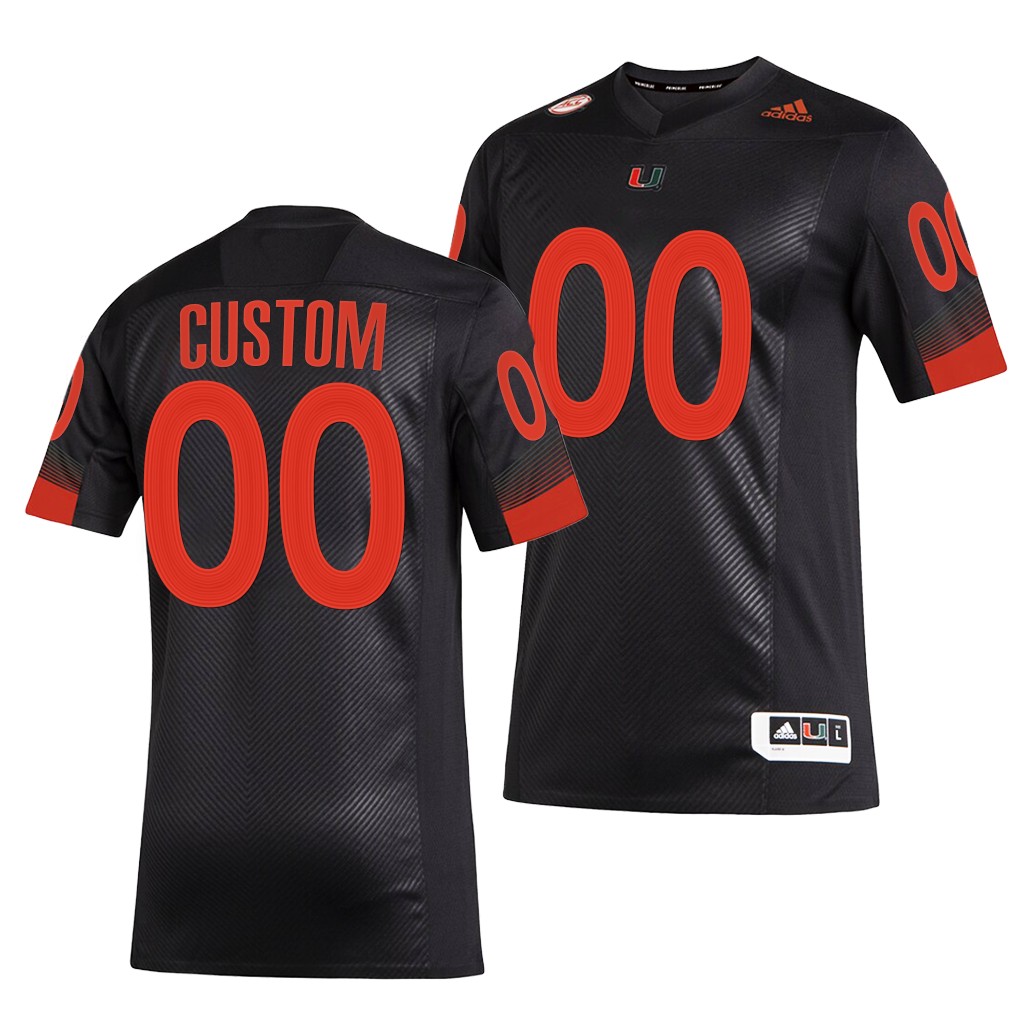 Miami Hurricanes Custom 00 Black 2021-22 Miami Nights 2.0 Premier Strategy Jersey Men
