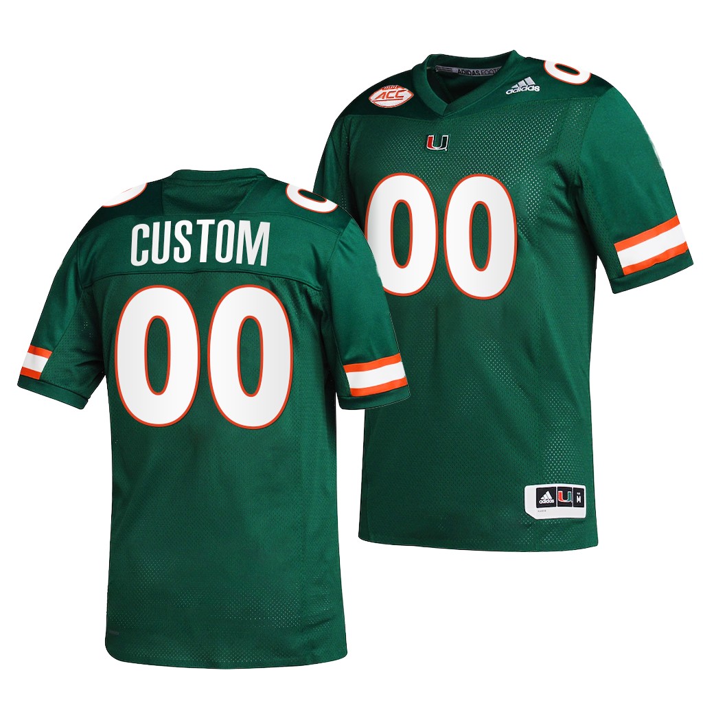 Miami Hurricanes Custom 00 Green 2021-22 College Jersey Men