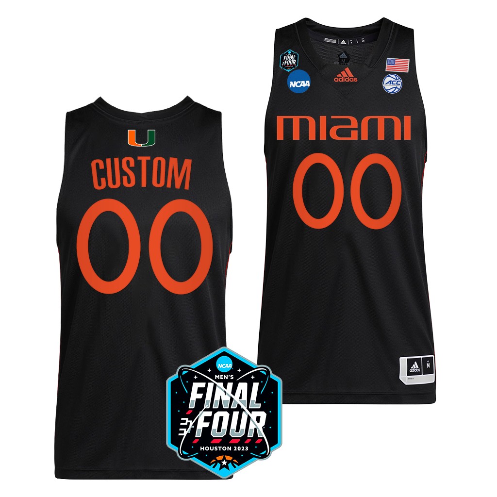 Miami Hurricanes Custom 2023 NCAA Final Four Mens Jersey Black #00