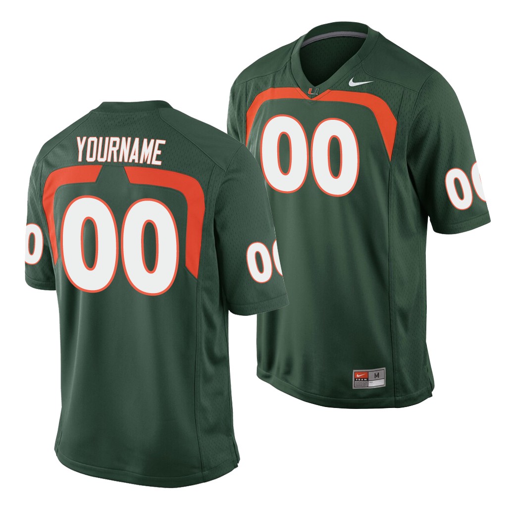 Miami Hurricanes Custom Green Game Men's College Jersey