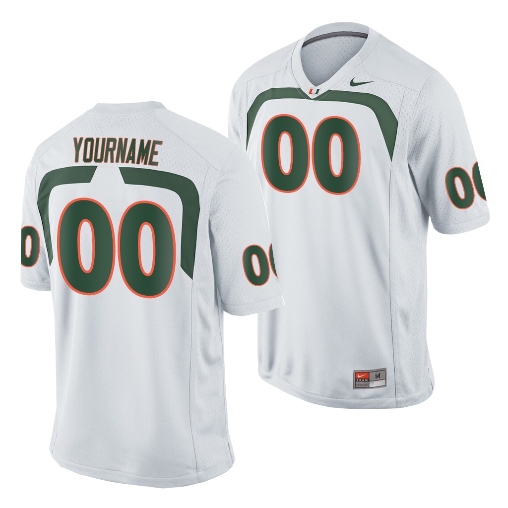 Miami Hurricanes Custom White Game Men's College Jersey
