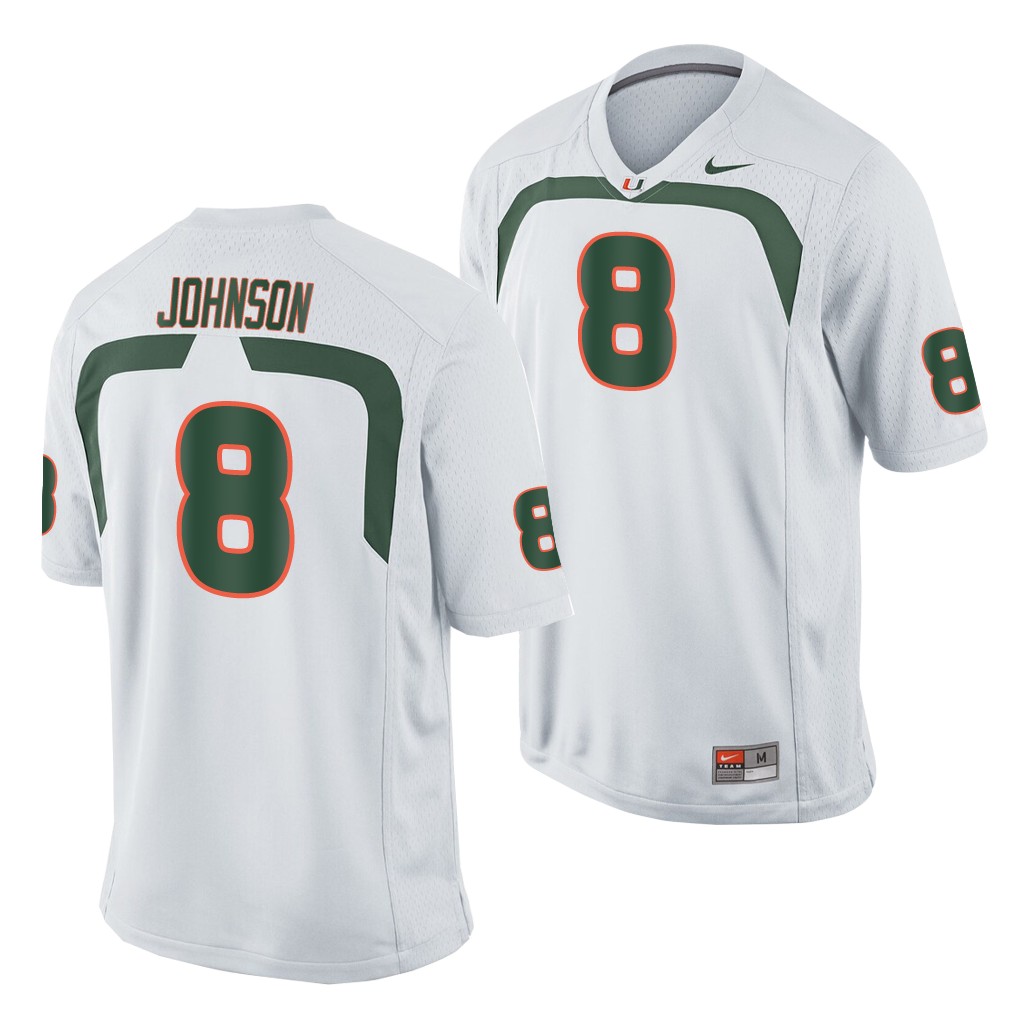 Miami Hurricanes Duke Johnson White Game Men's College Jersey