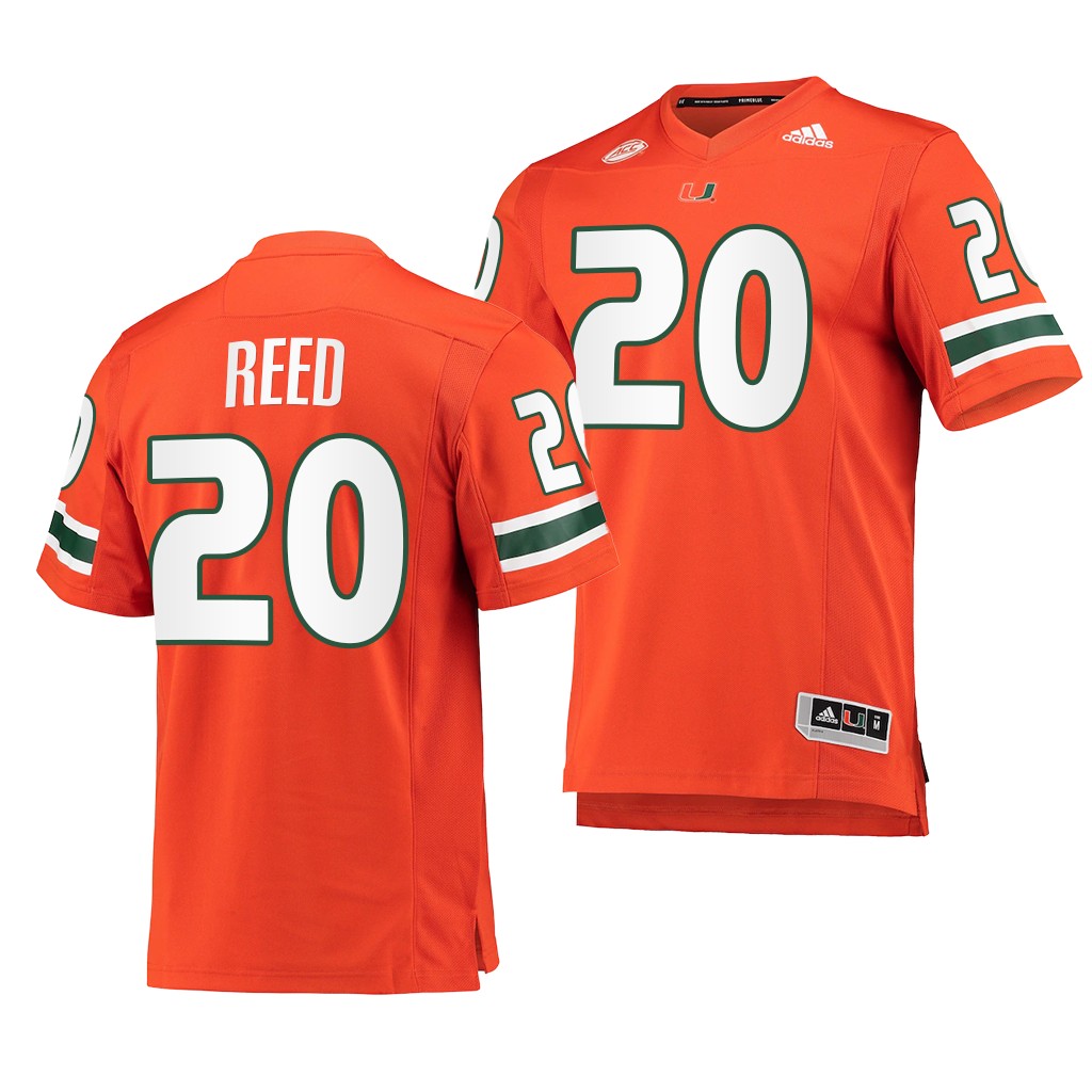 Miami Hurricanes Ed Reed 20 Jersey Orange 2001 The Goat Team Uniform