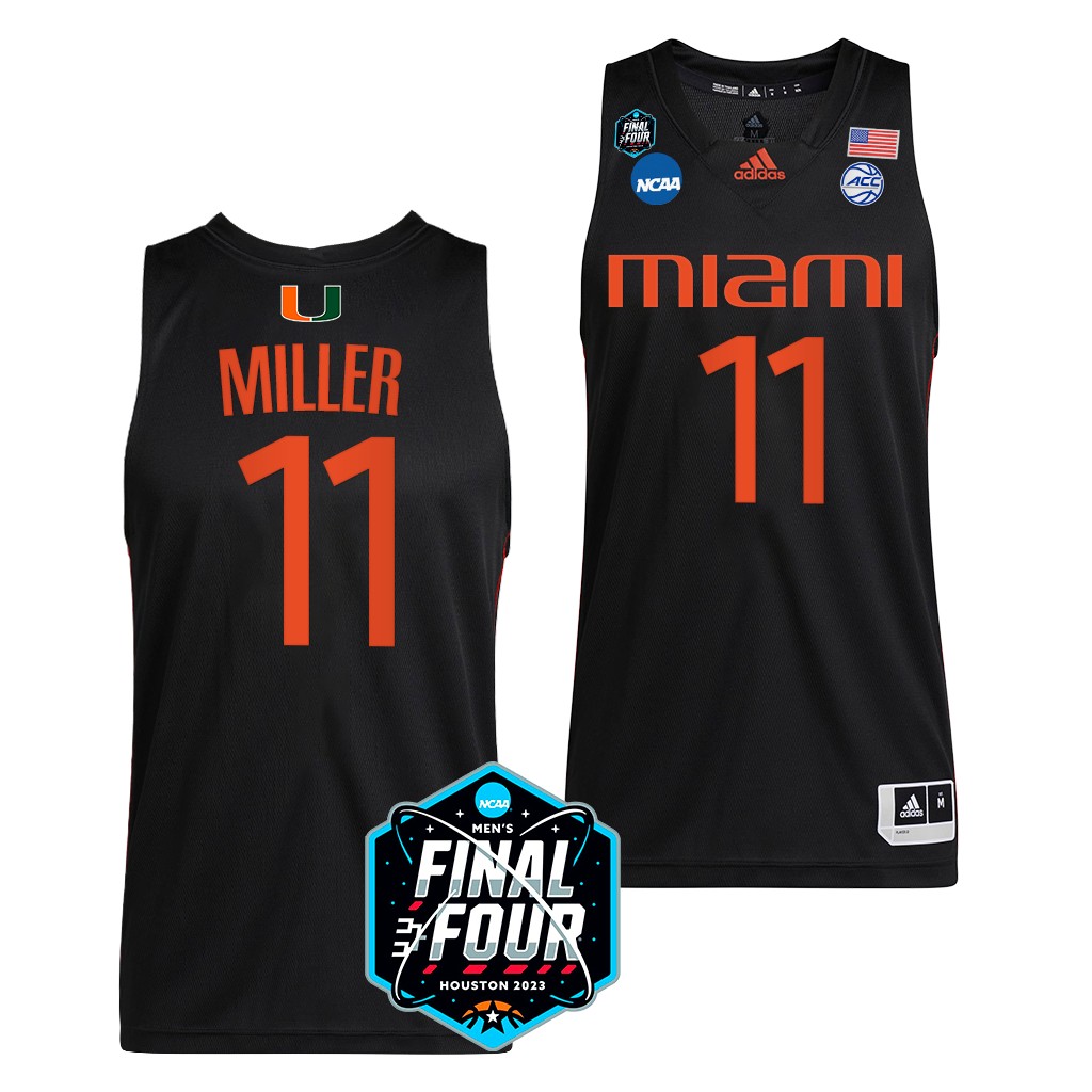 Miami Hurricanes Jordan Miller 2023 NCAA Final Four Mens Jersey Black #11