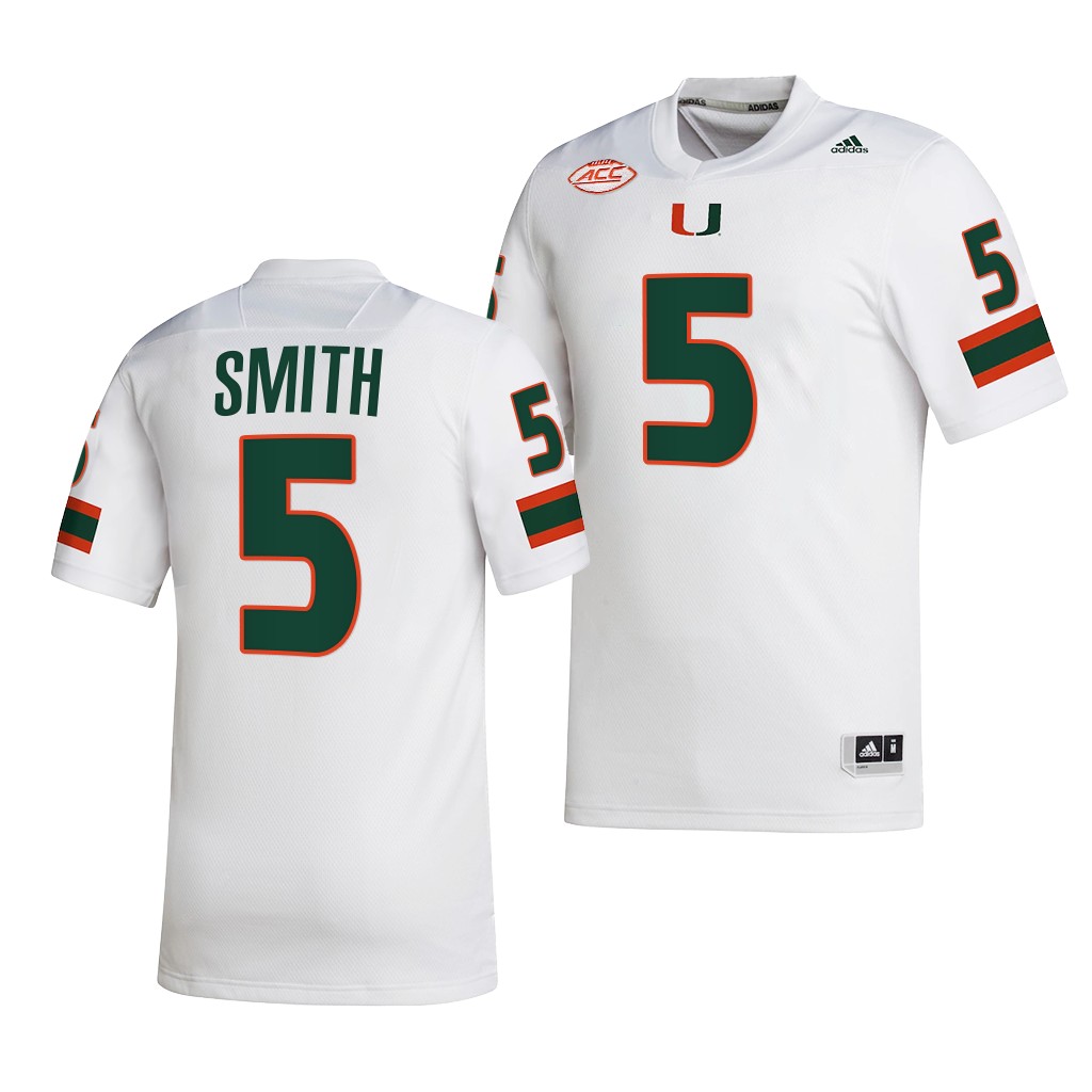 Miami Hurricanes Key'Shawn Smith Jersey 2022-23 College White #5 NIL Men's Shirt