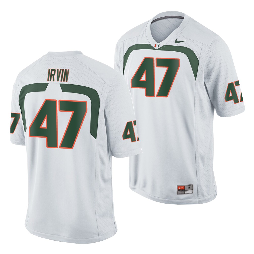 Miami Hurricanes Michael Irvin White Game Men's College Jersey