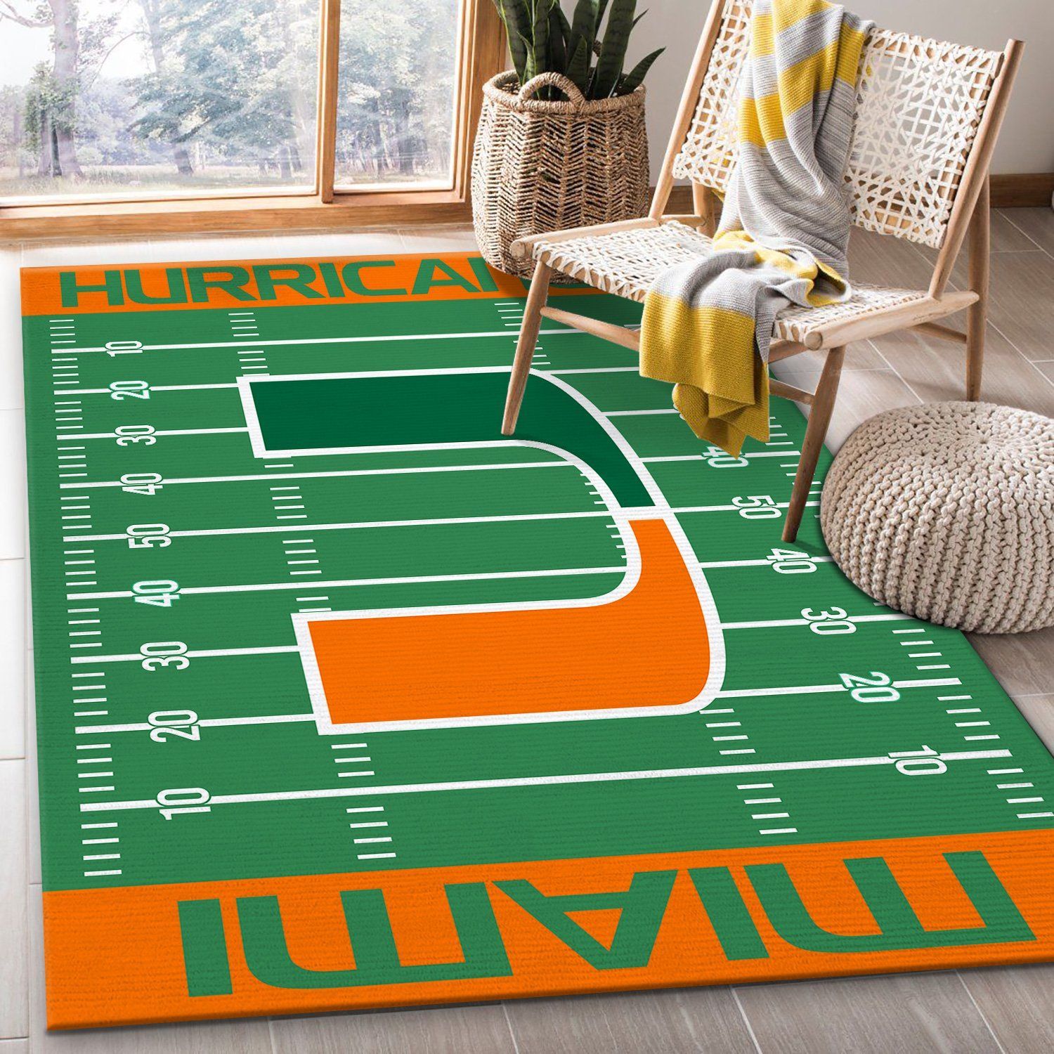 Miami Hurricanes NFL Rectangle Rug – Custom Size And Printing