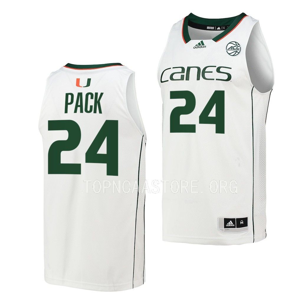 Miami Hurricanes Nijel Pack White #24 Jersey Home