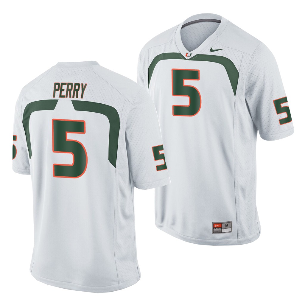 Miami Hurricanes N'Kosi Perry White Game Men's College Jersey