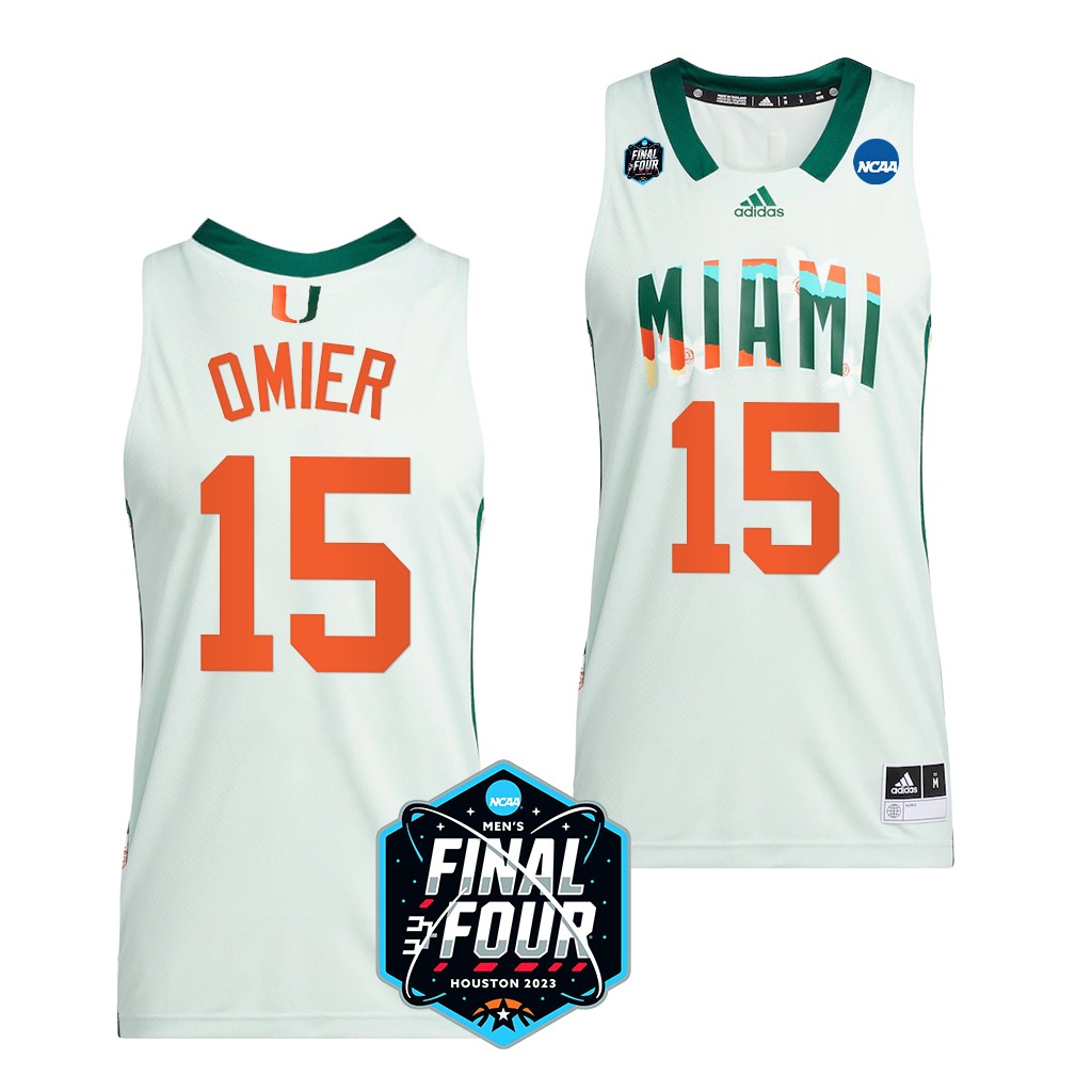 Miami Hurricanes Norchad Omier 2023 NCAA Final Four Mens Jersey White #15