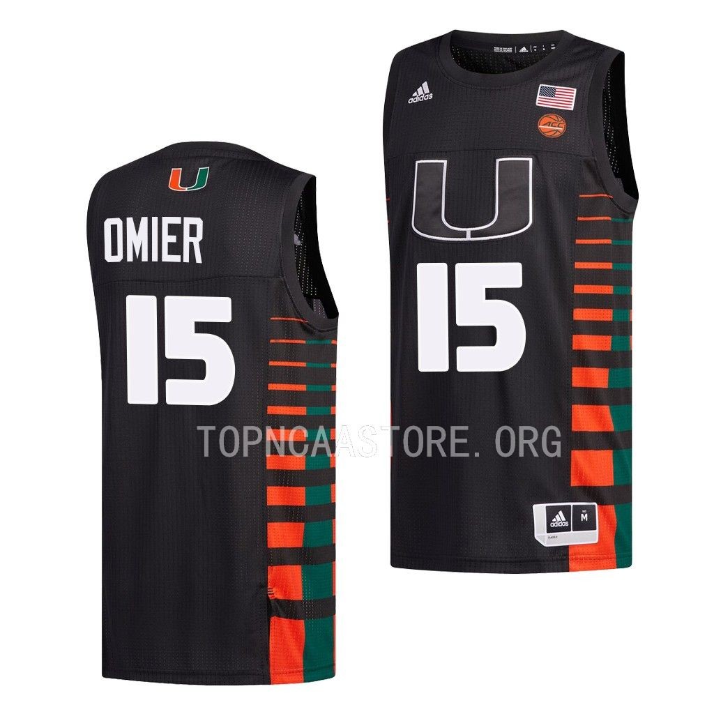 Miami Hurricanes Norchad Omier Black #15 Jersey College