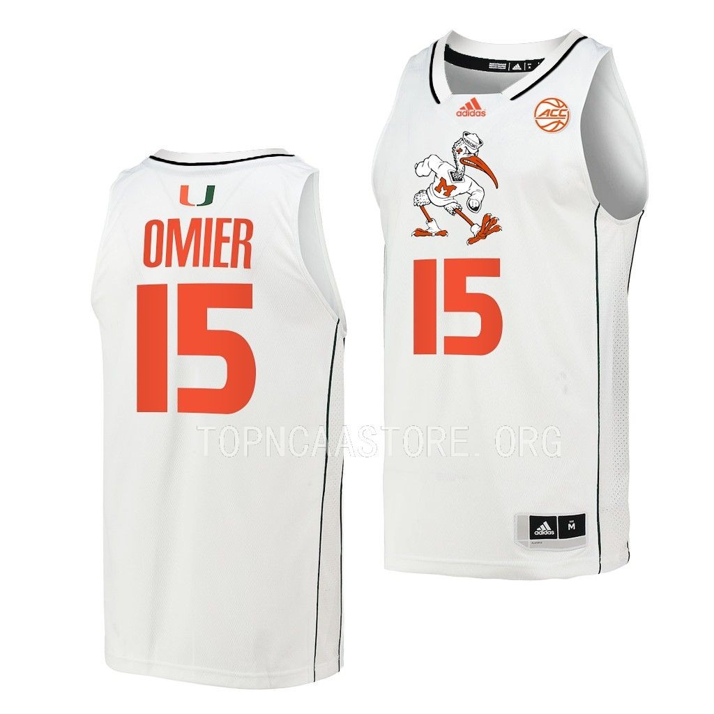 Miami Hurricanes Norchad Omier White #15 Jersey College