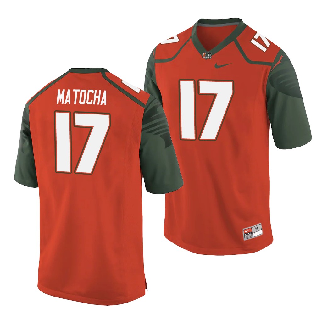 Miami Hurricanes Peyton Matocha Orange Men's College Jersey