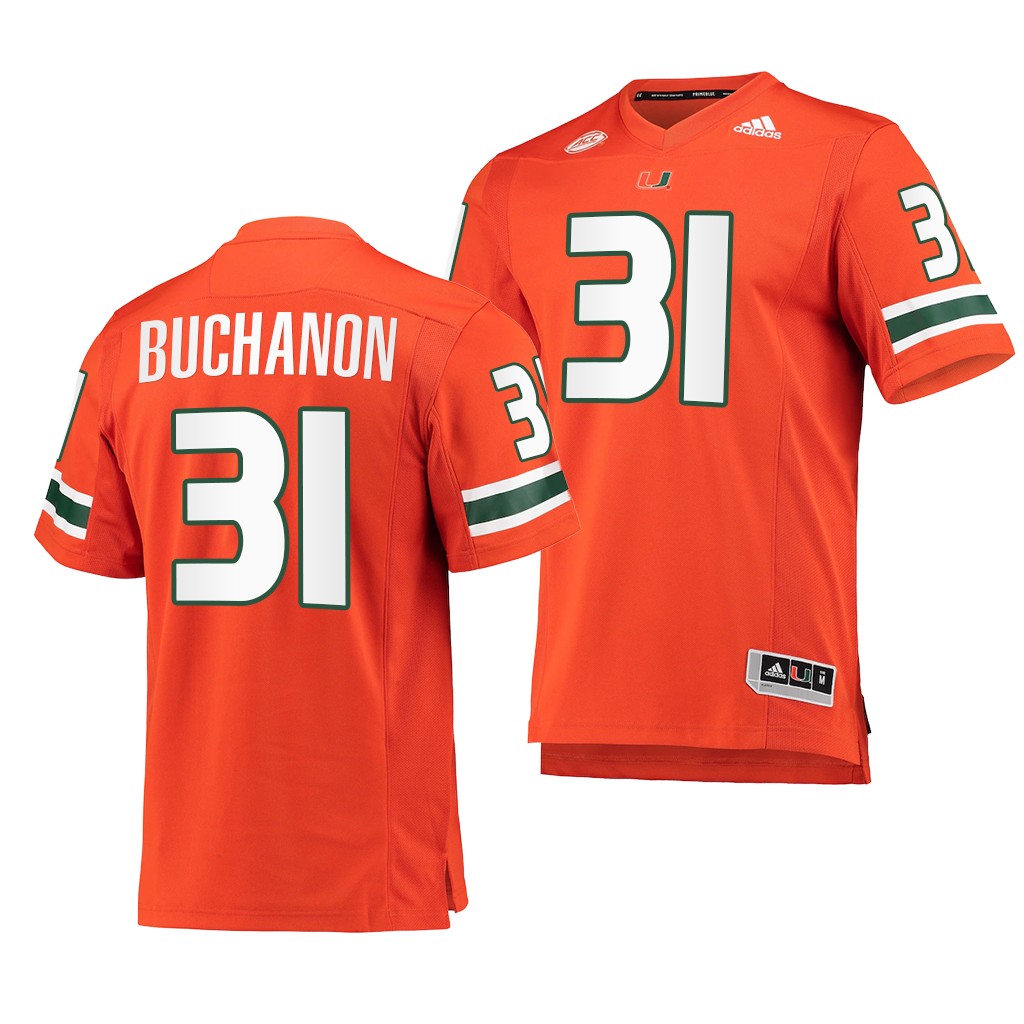 Miami Hurricanes Phillip Buchanon 31 Jersey Orange 2001 The Goat Team Uniform