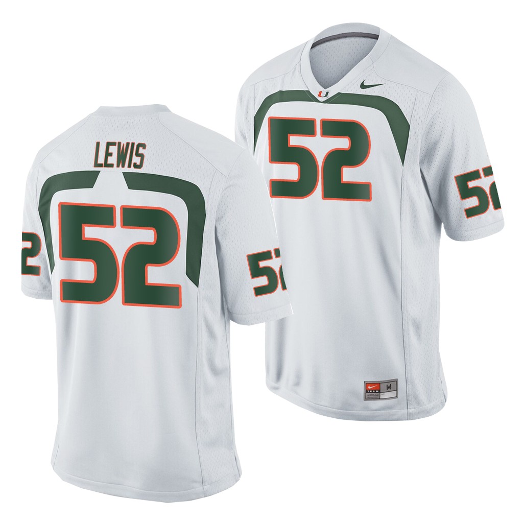 Miami Hurricanes Ray Lewis White Game Men's College Jersey