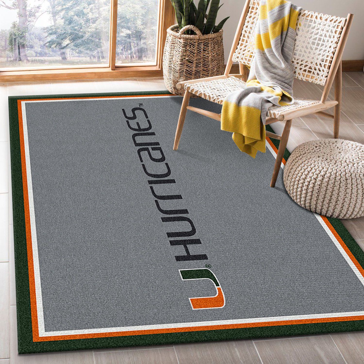 Miami Hurricanes Rectangle Rug – Custom Size And Printing