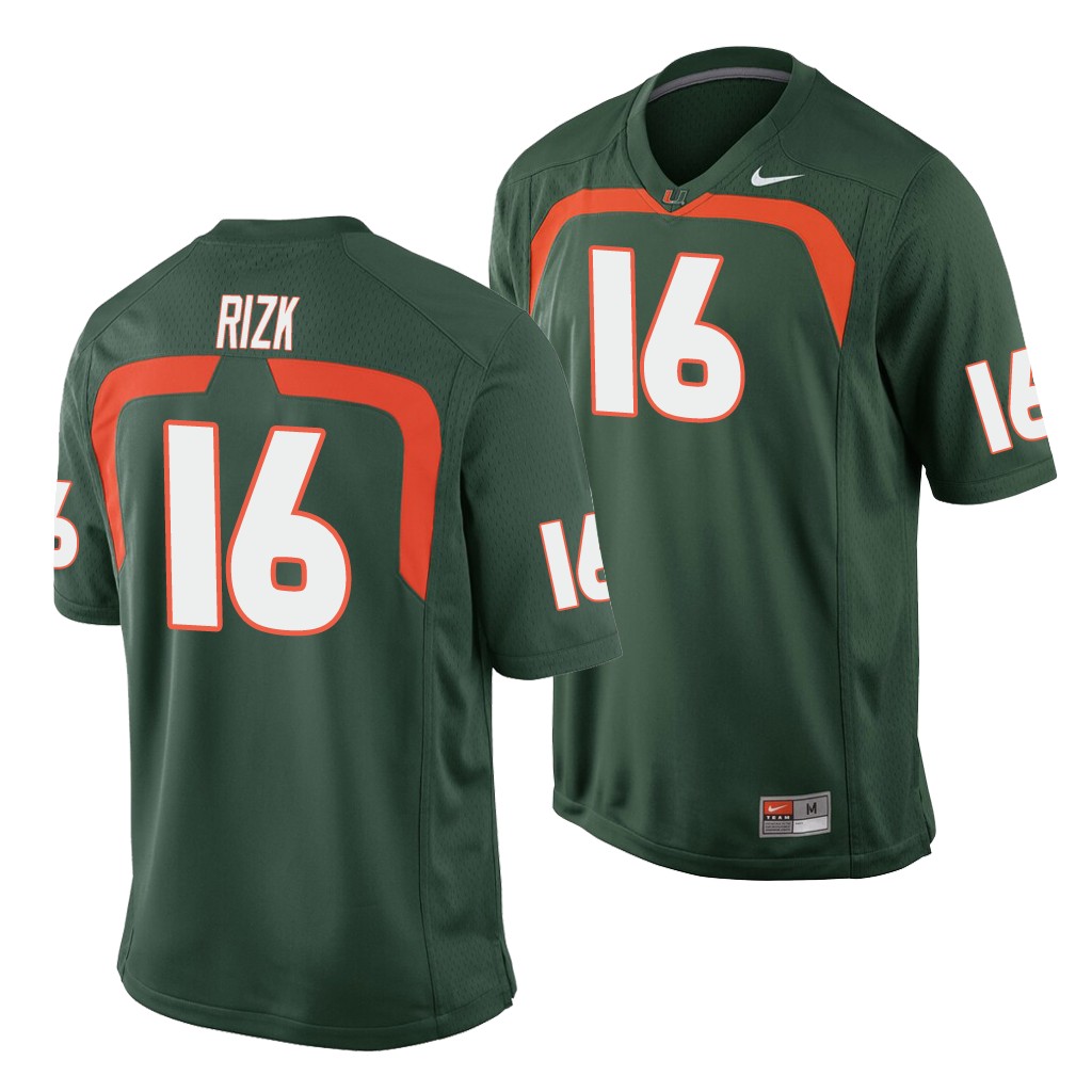 Miami Hurricanes Ryan Rizk Green Game Men's College Jersey