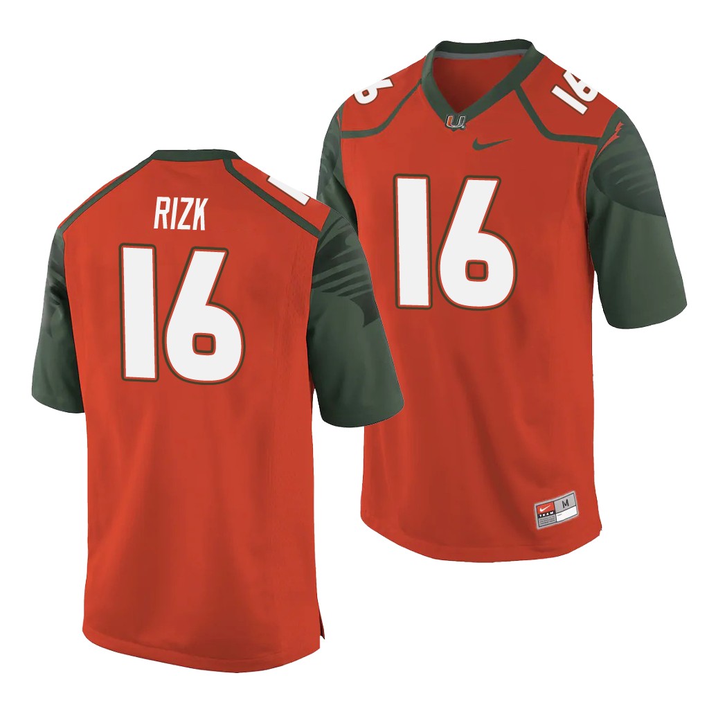Miami Hurricanes Ryan Rizk Orange Men's College Jersey