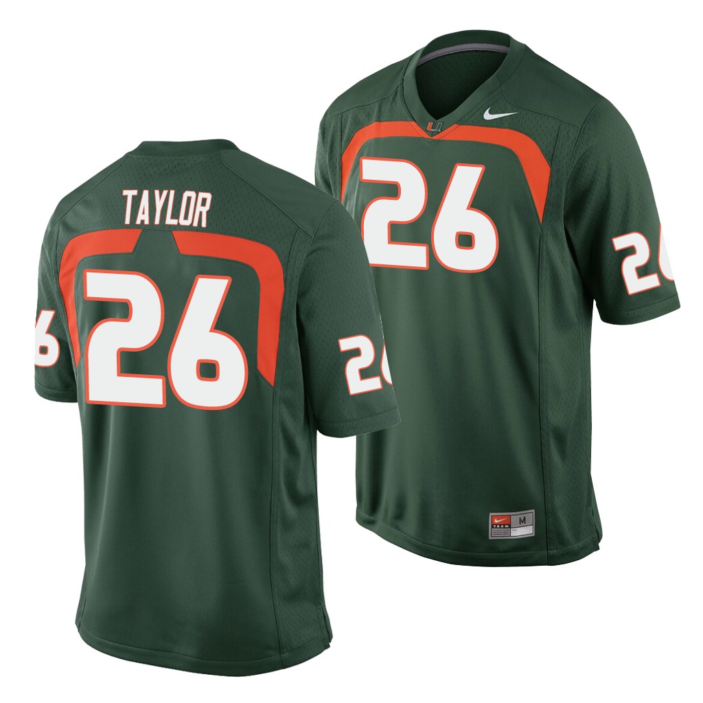 Miami Hurricanes Sean Taylor Green Game Men's College Jersey