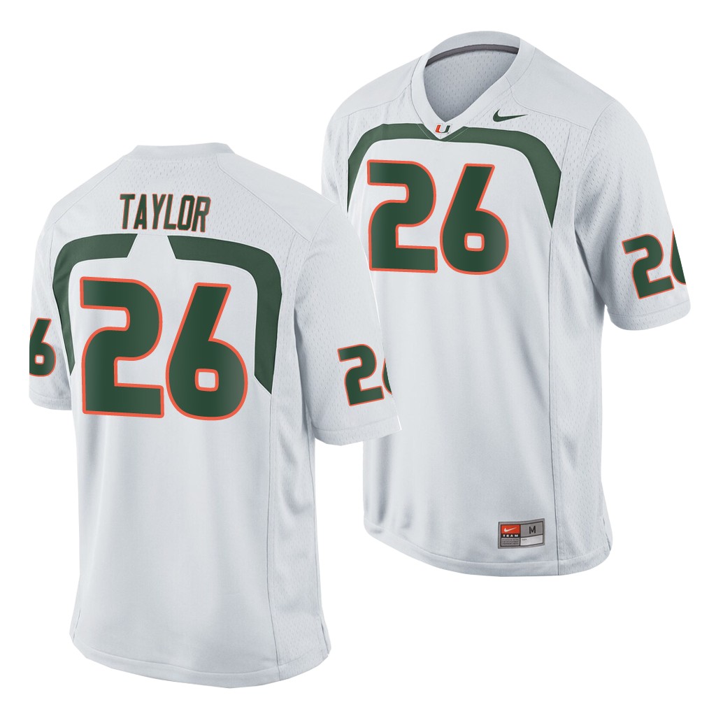 Miami Hurricanes Sean Taylor White Game Men's College Jersey