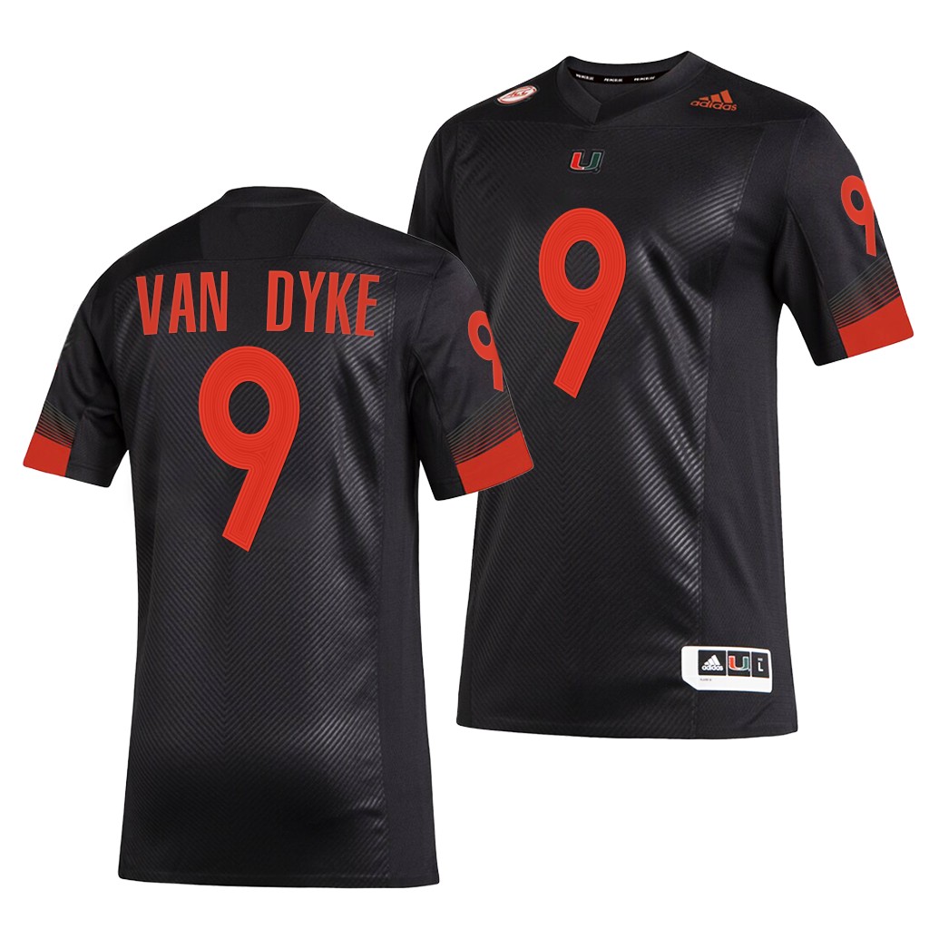 Miami Hurricanes Tyler Van Dyke 9 Black 2021-22 Miami Nights 2.0 Premier Strategy Jersey Men