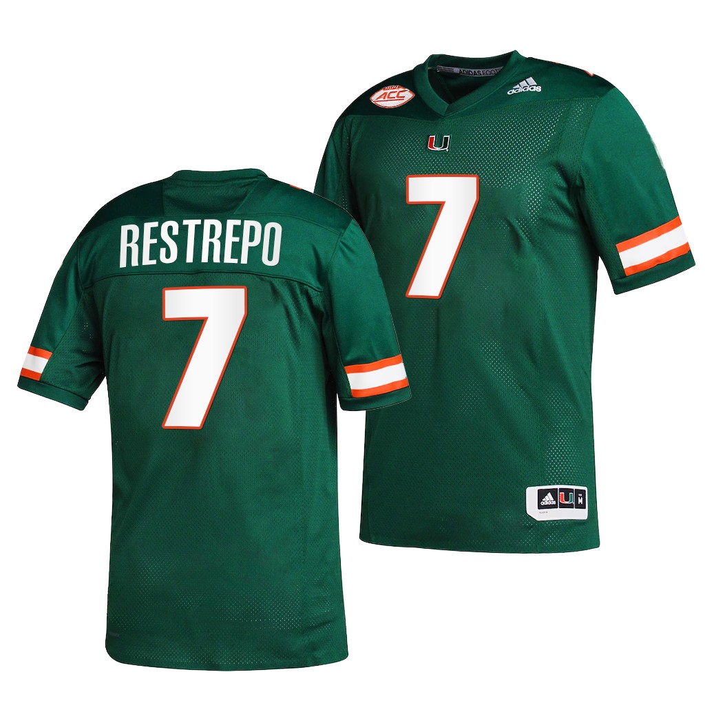 Miami Hurricanes Xavier Restrepo 7 Green 2021-22 College Jersey Men