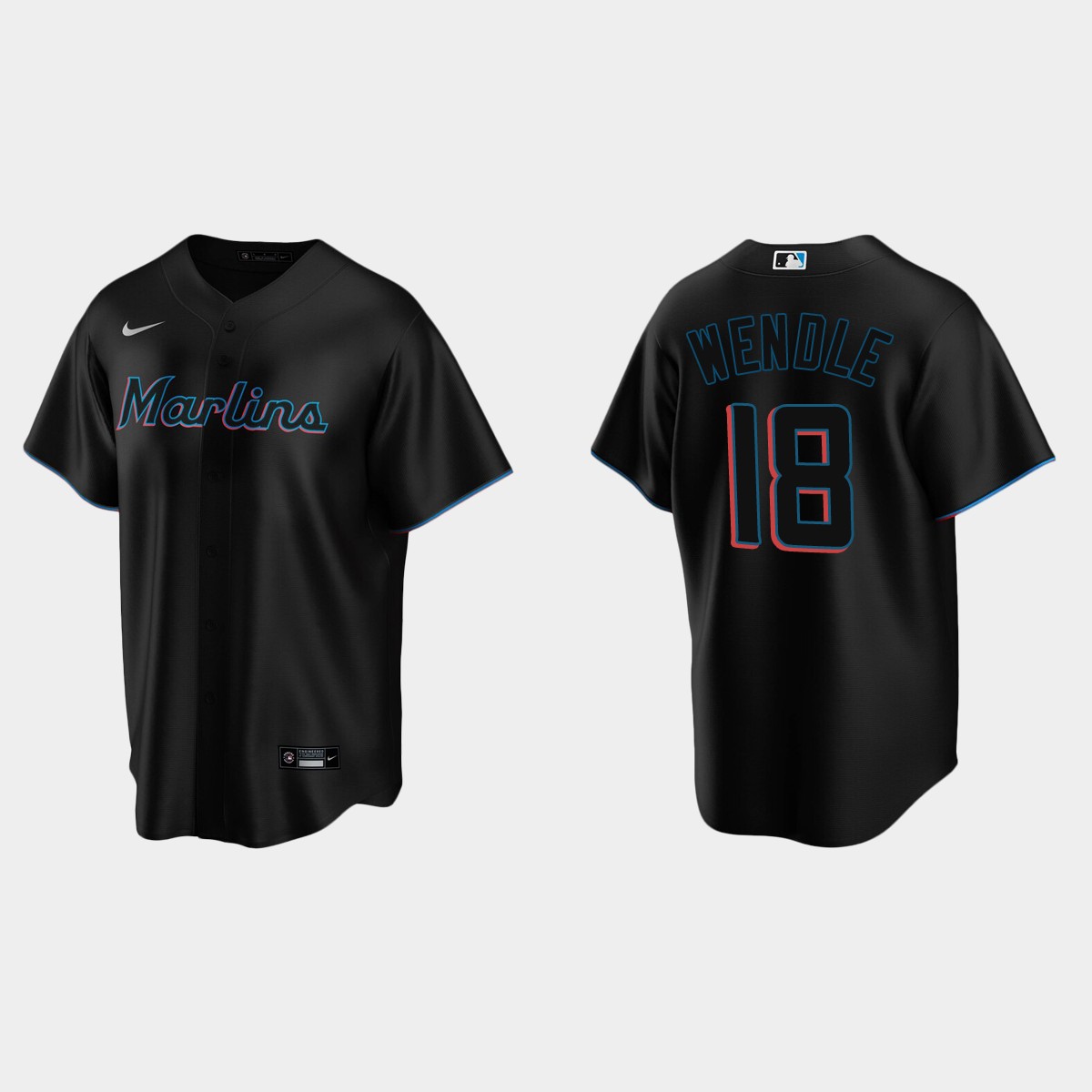 Miami Marlins Joe Wendle Alternate Jersey – Black