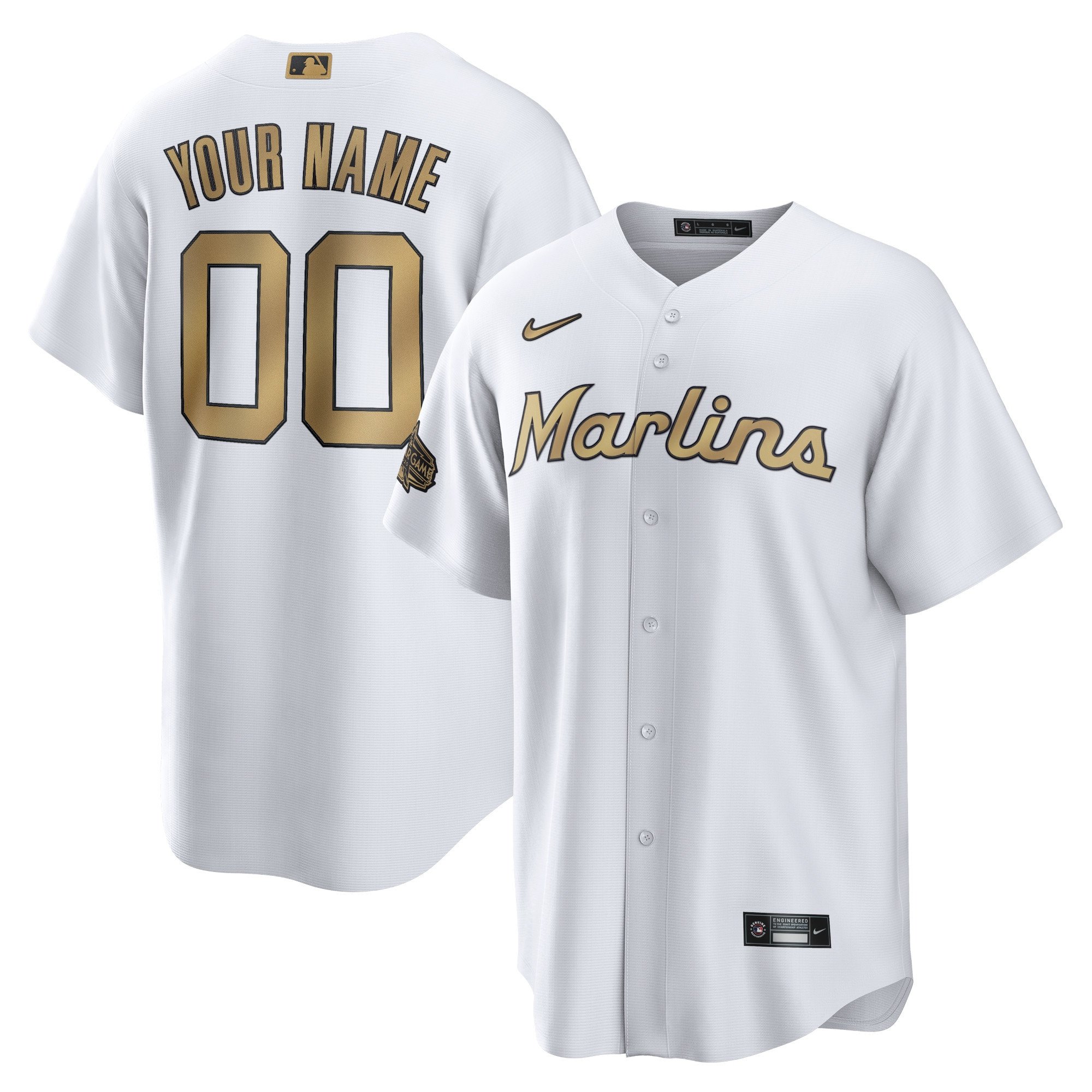 Miami Marlins Nike 2022 MLB All-Star Game Replica Custom Stitched Jersey – White