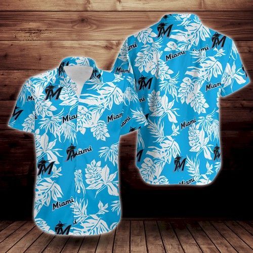 Miami Marlins Tropical Flower Hawaiian Shirt