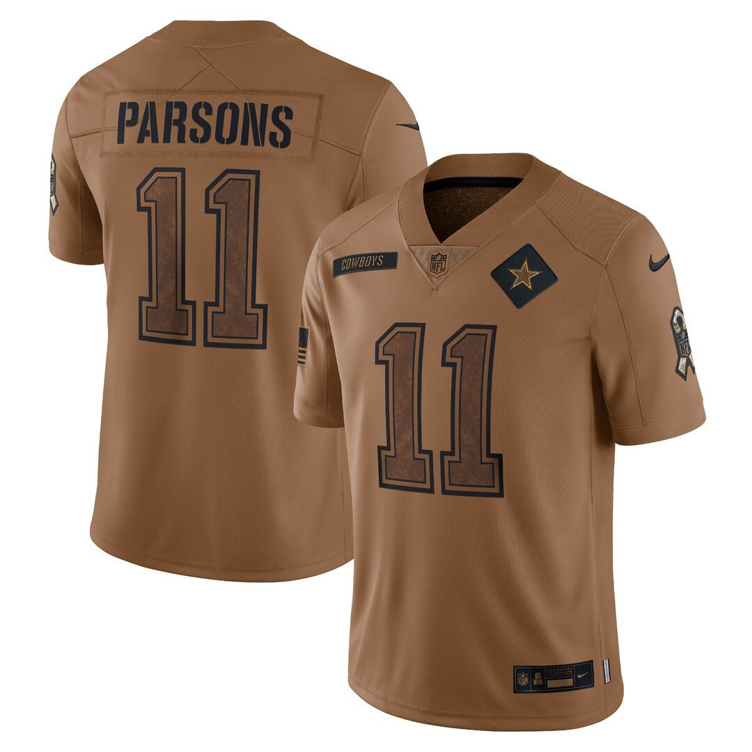 Micah Parsons Dallas Cowboys 2023 Salute To Service Limited - Brown Jersey - All Stitched 