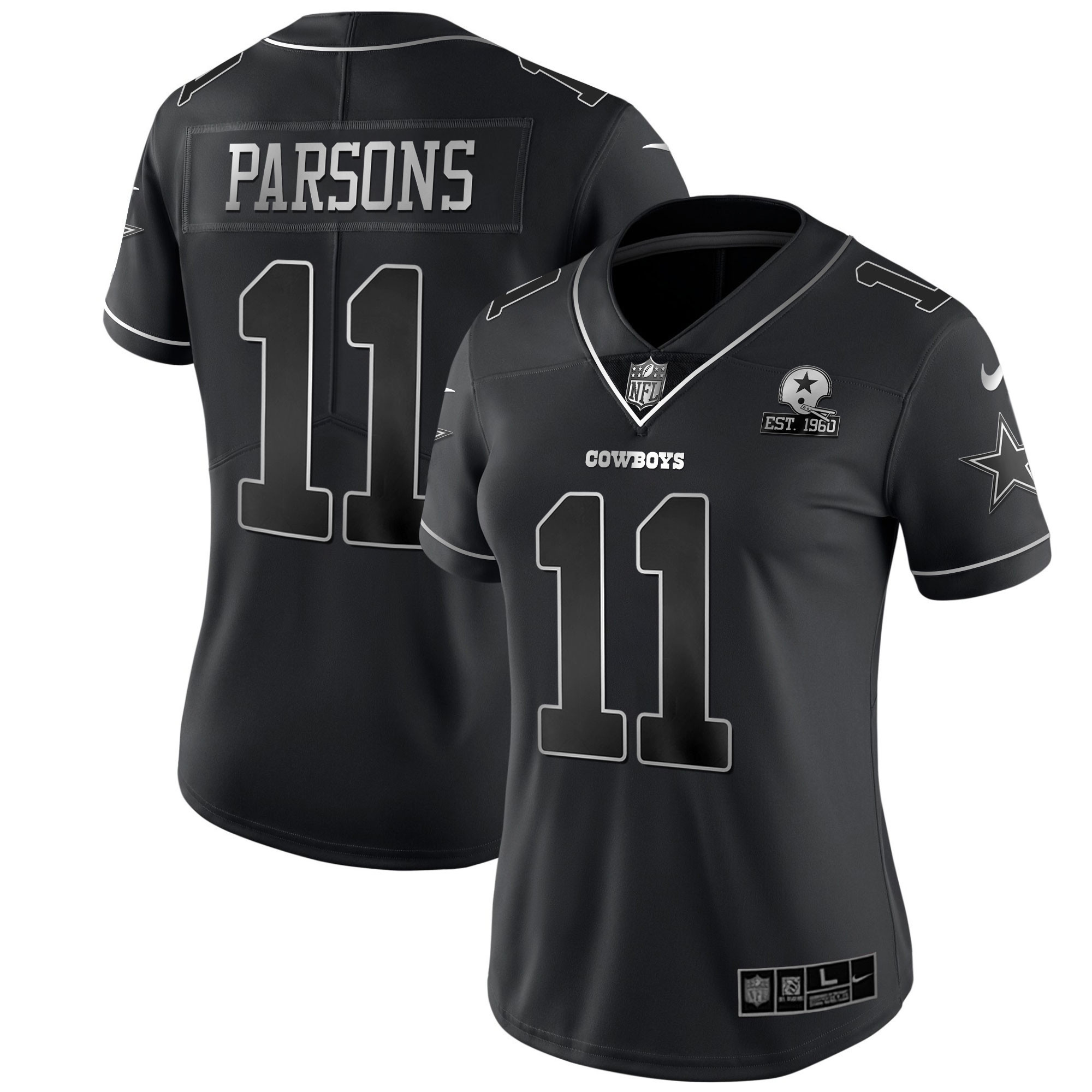 Micah Parsons Dallas Cowboys Black Silver Vapor Limited Est 1960 Patch Jersey - All Stitched 