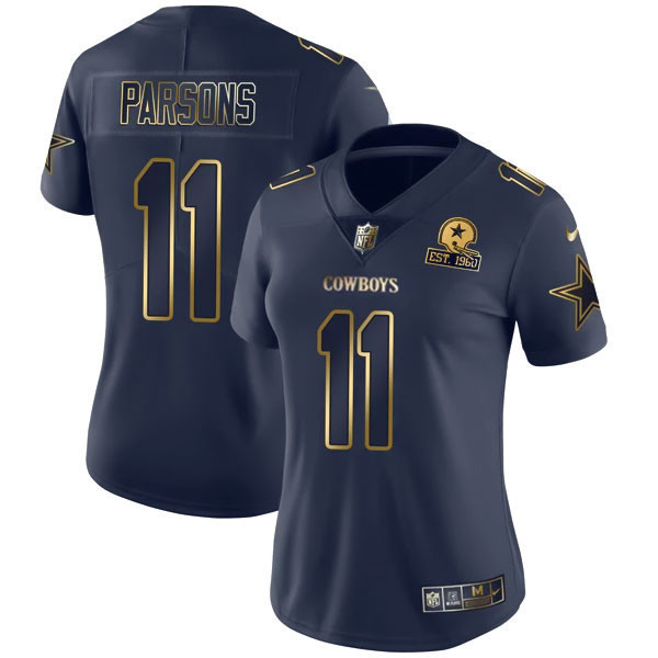 Micah Parsons Dallas Cowboys Navy Gold Collection Jersey - All Stitched 