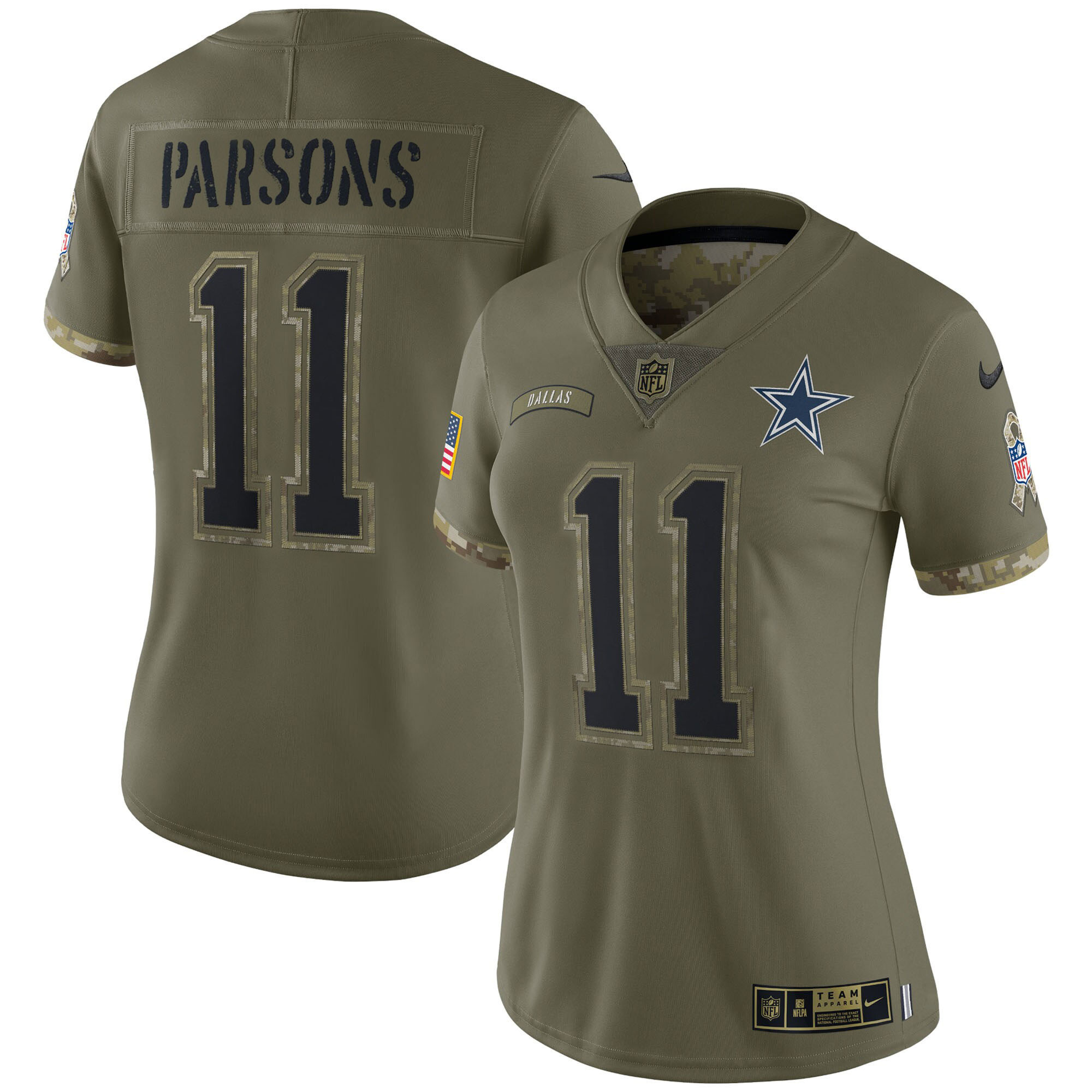 Micah Parsons Dallas Cowboys Salute To Service 2022 Limited - Olive Jersey - All Stitched 