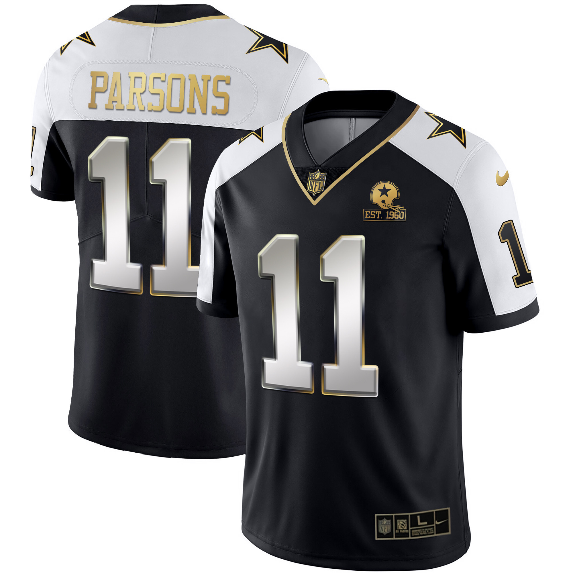 Micah Parsons Men's Dallas Cowboys Alternate Vapor Black Gold & Navy Gold Limited Alternate Limited Jersey - All Stitched 