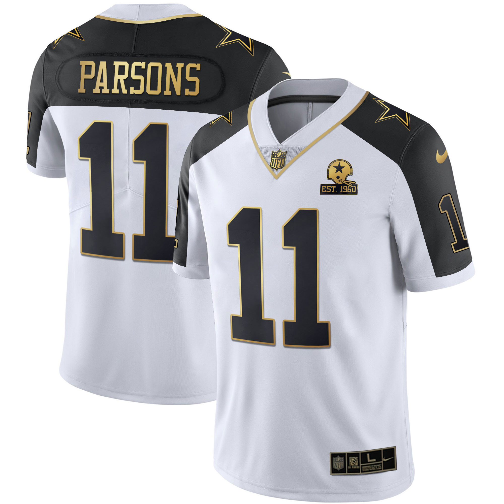 Micah Parsons Men's Dallas Cowboys Alternate Vapor Black Gold & Navy Gold Limited Black Inverted Jersey - All Stitched 