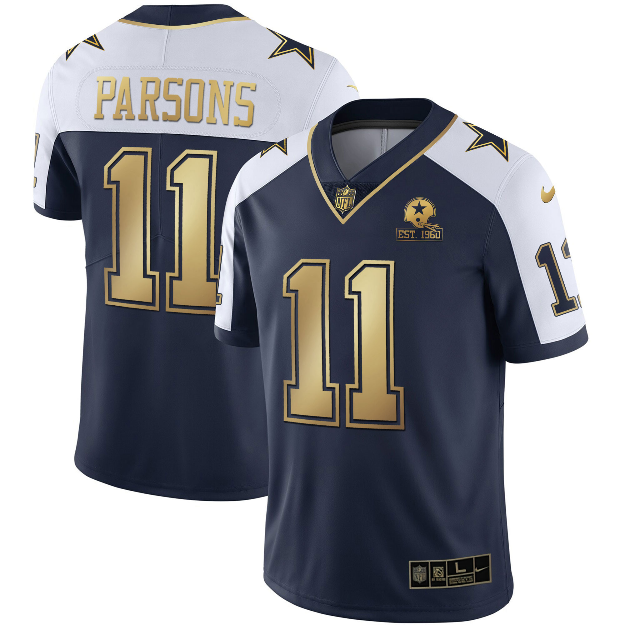 Micah Parsons Men's Dallas Cowboys Alternate Vapor Black Gold & Navy Gold Limited Navy Gold Jersey - All Stitched 