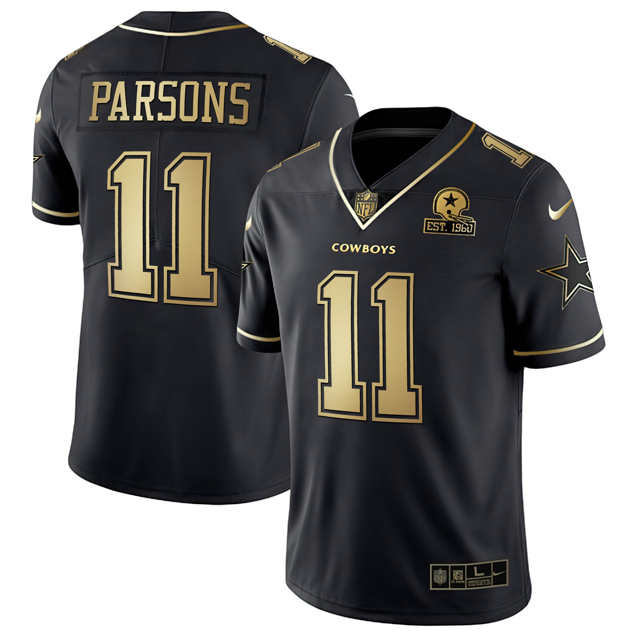 Micah Parsons Men's Dallas Cowboys Black & White Gold Vapor Limited Black Gold Jersey - All Stitched 