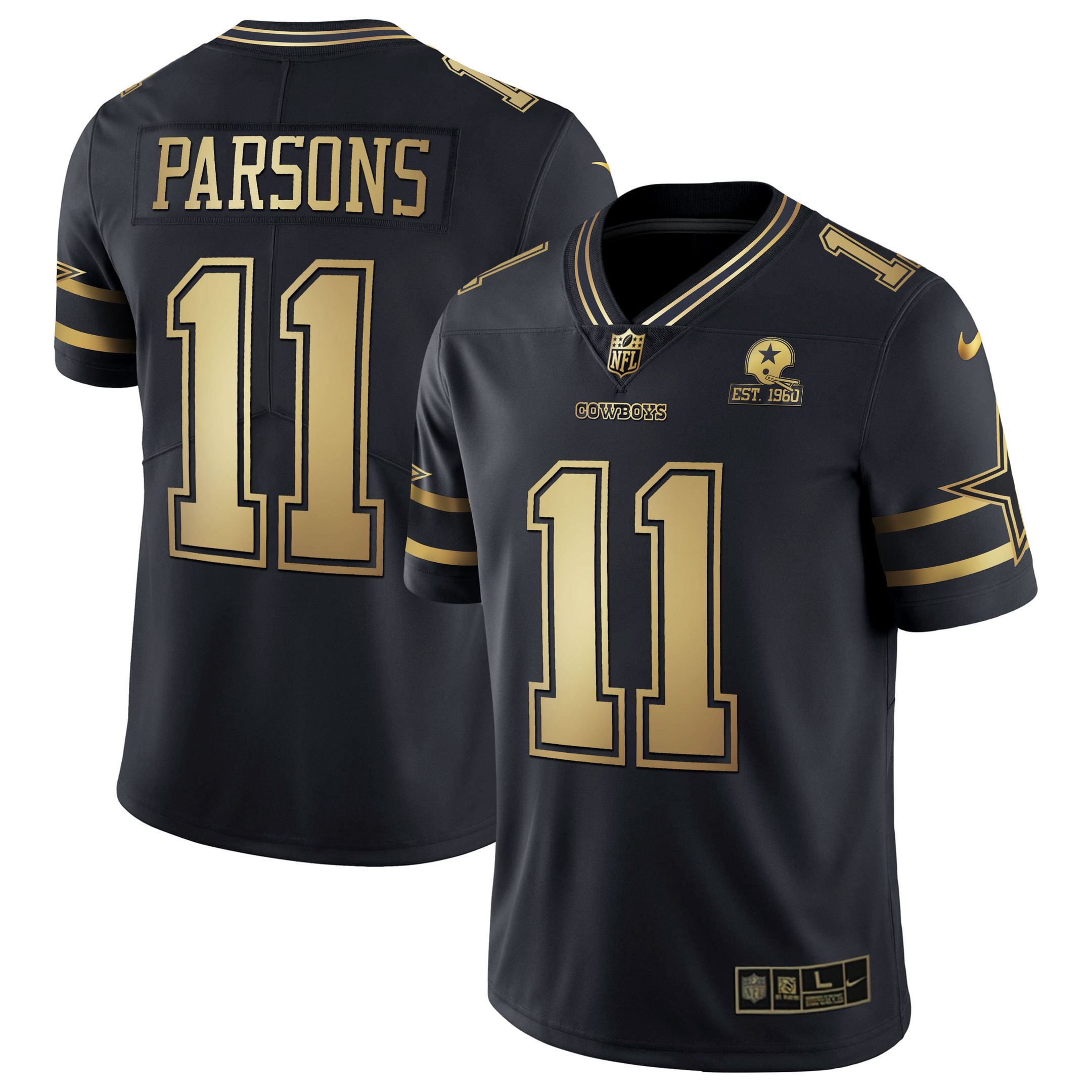 Micah Parsons Men's Dallas Cowboys Black Gold Collection Vapor Gold Jersey - All Stitched 