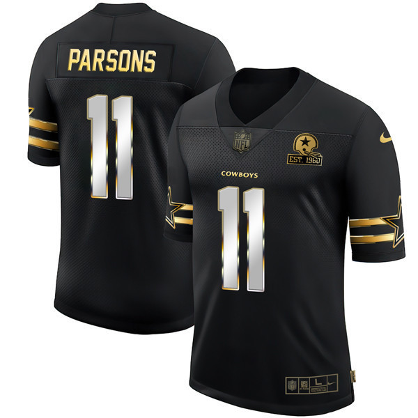 Micah Parsons Men's Dallas Cowboys Black Gold Collection Vapor Jersey - All Stitched 