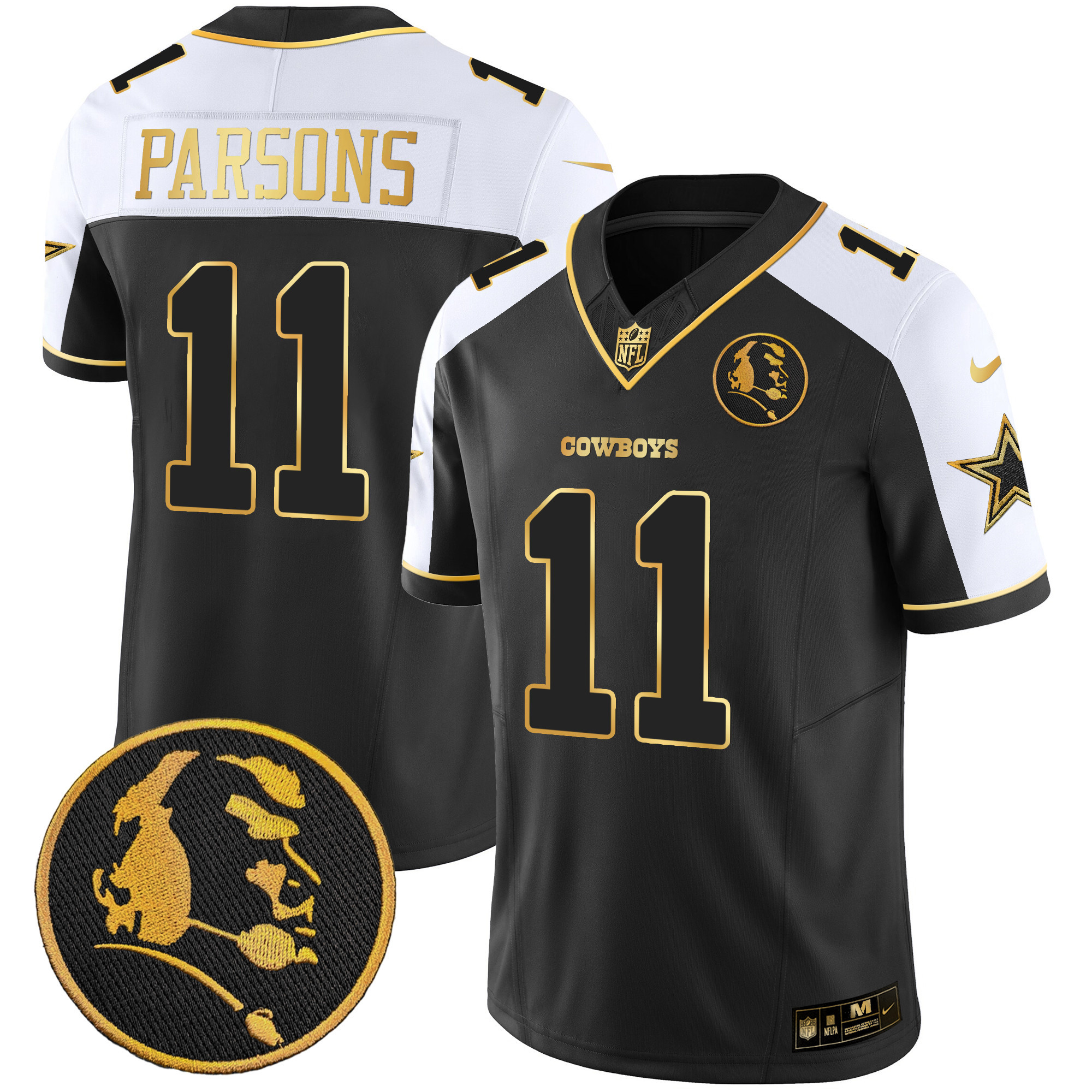 Micah Parsons Men's Dallas Cowboys John Madden Patch Gold Vapor Alternate Gold Jersey - All Stitched 