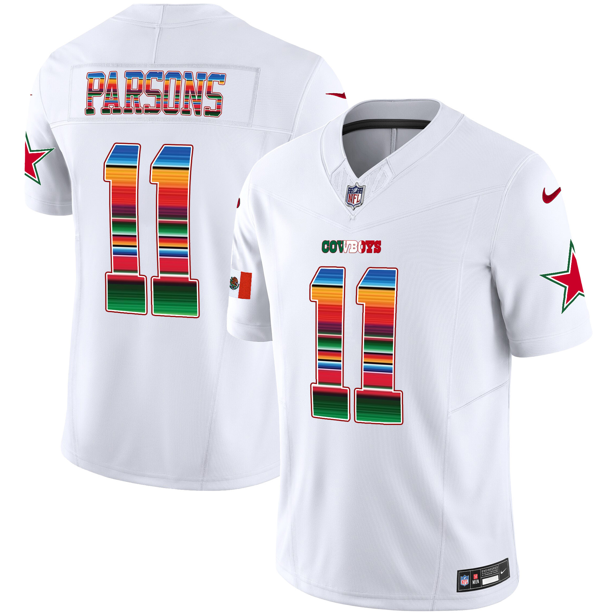 Micah Parsons Men's Dallas Cowboys Mexico Vapor Limited White Jersey - All Stitched 