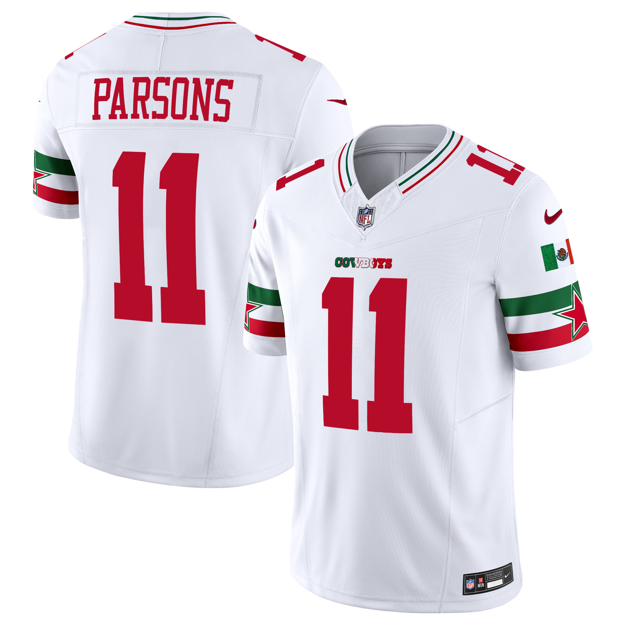 Micah Parsons Men's Dallas Cowboys Mexico Vapor Limited White Jersey - All Stitched 