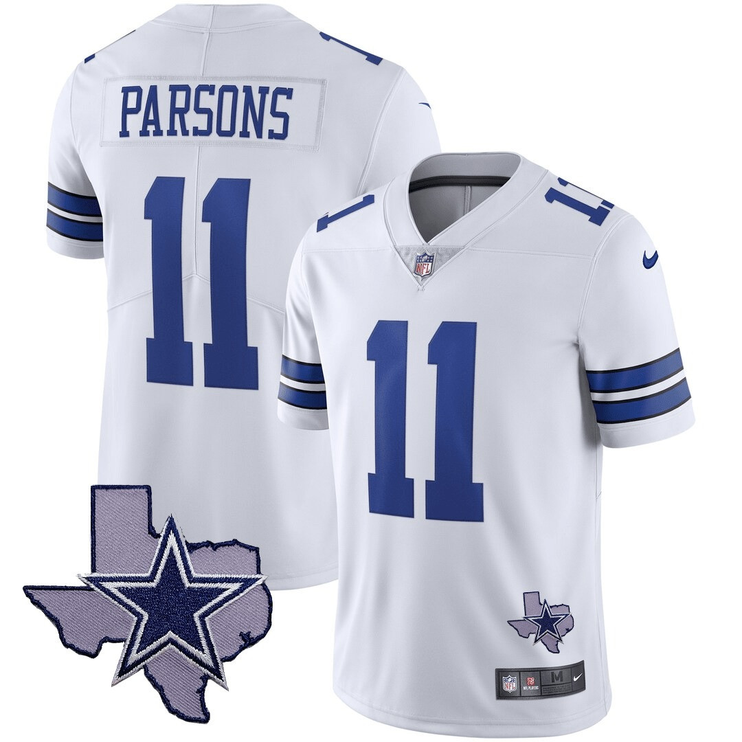 Micah Parsons Men's Dallas Cowboys Texas Patch Vapor White Jersey - All Stitched 