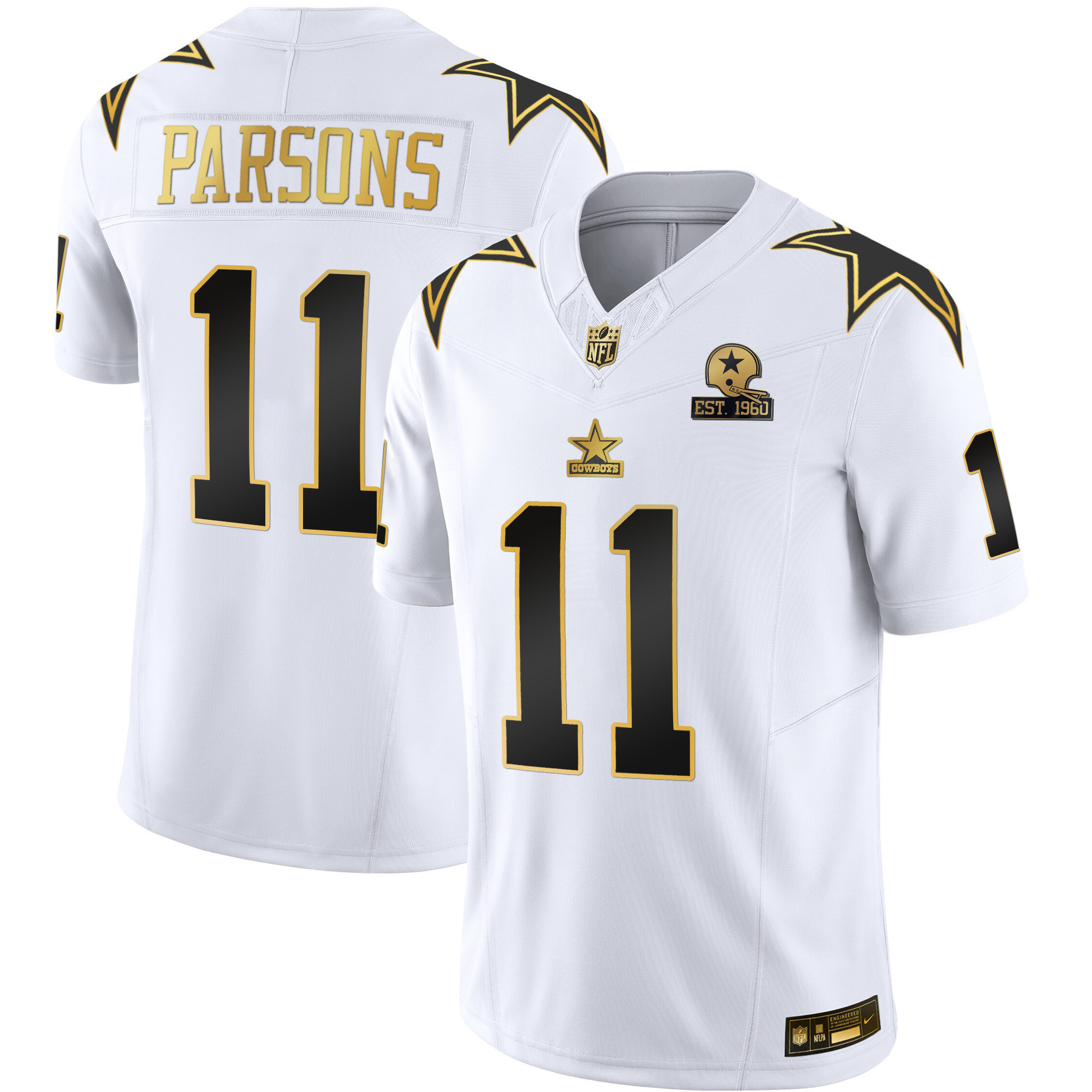 Micah Parsons Men's Dallas Cowboys Throwback Limited Vapor White Gold Jersey - All Stitched 