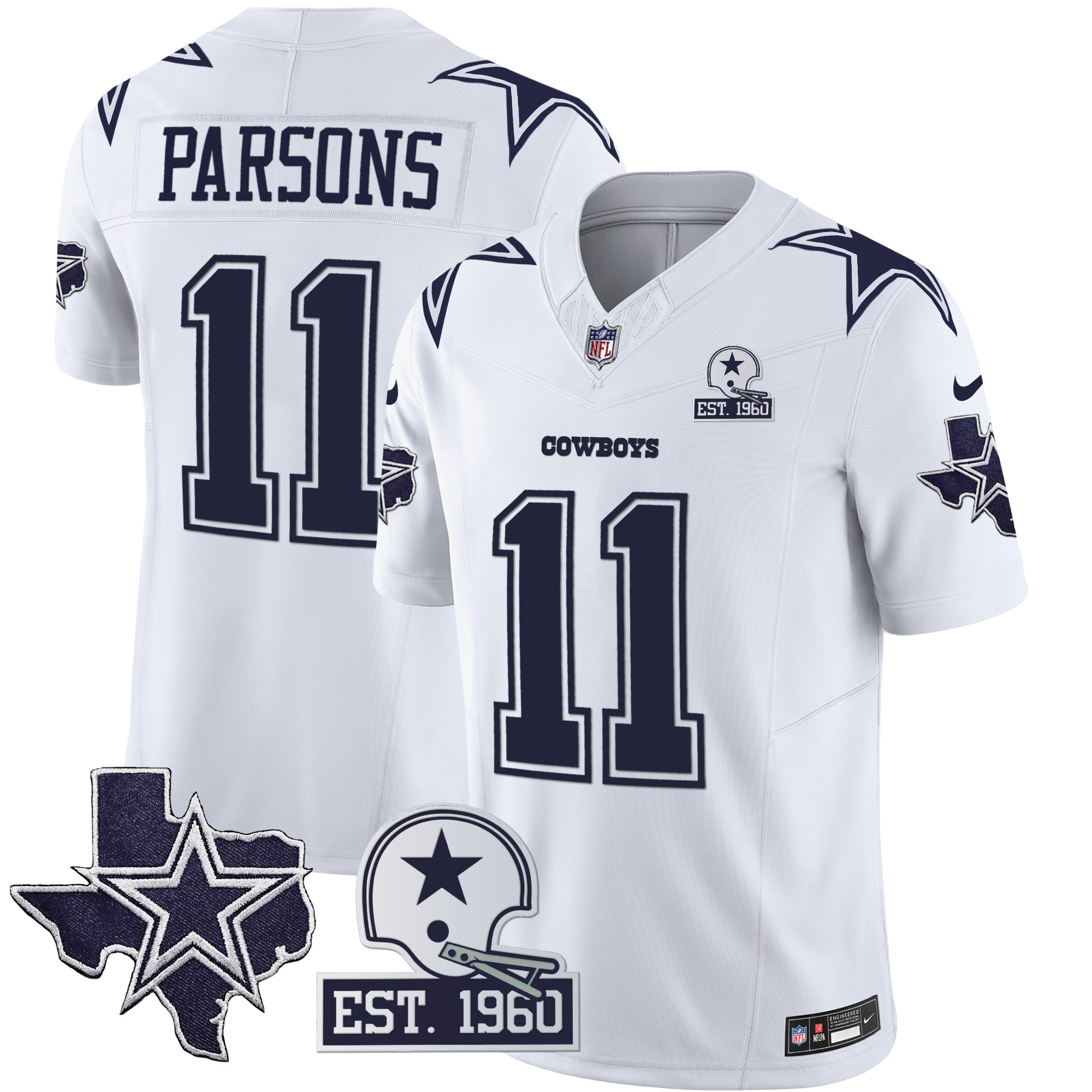 Micah Parsons Men's Dallas Cowboys Throwback Texas Patch Vapor Limited White Jersey - All Stitched 