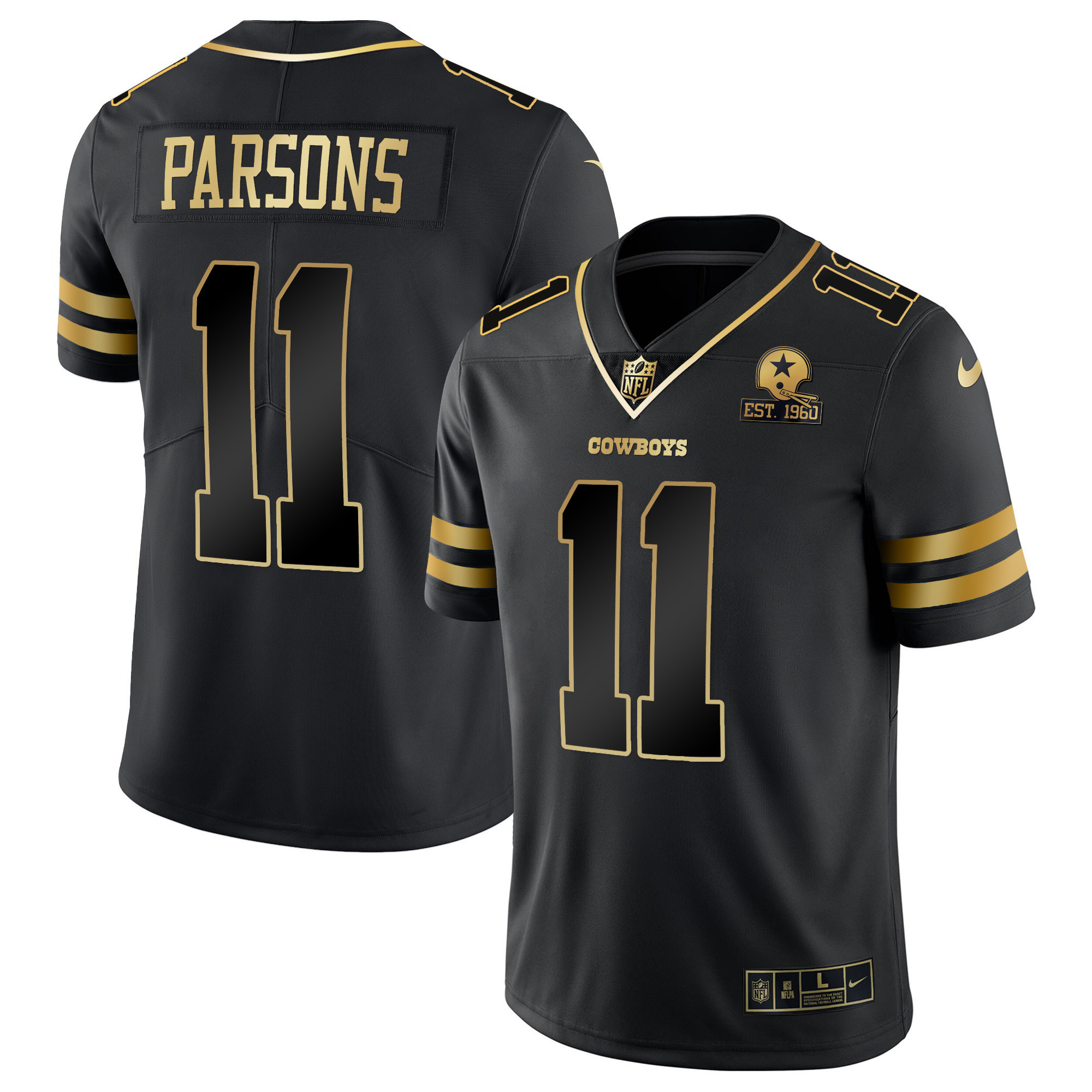 Micah Parsons Men's Dallas Cowboys Vapor Gold Black Gold Jersey - All Stitched 