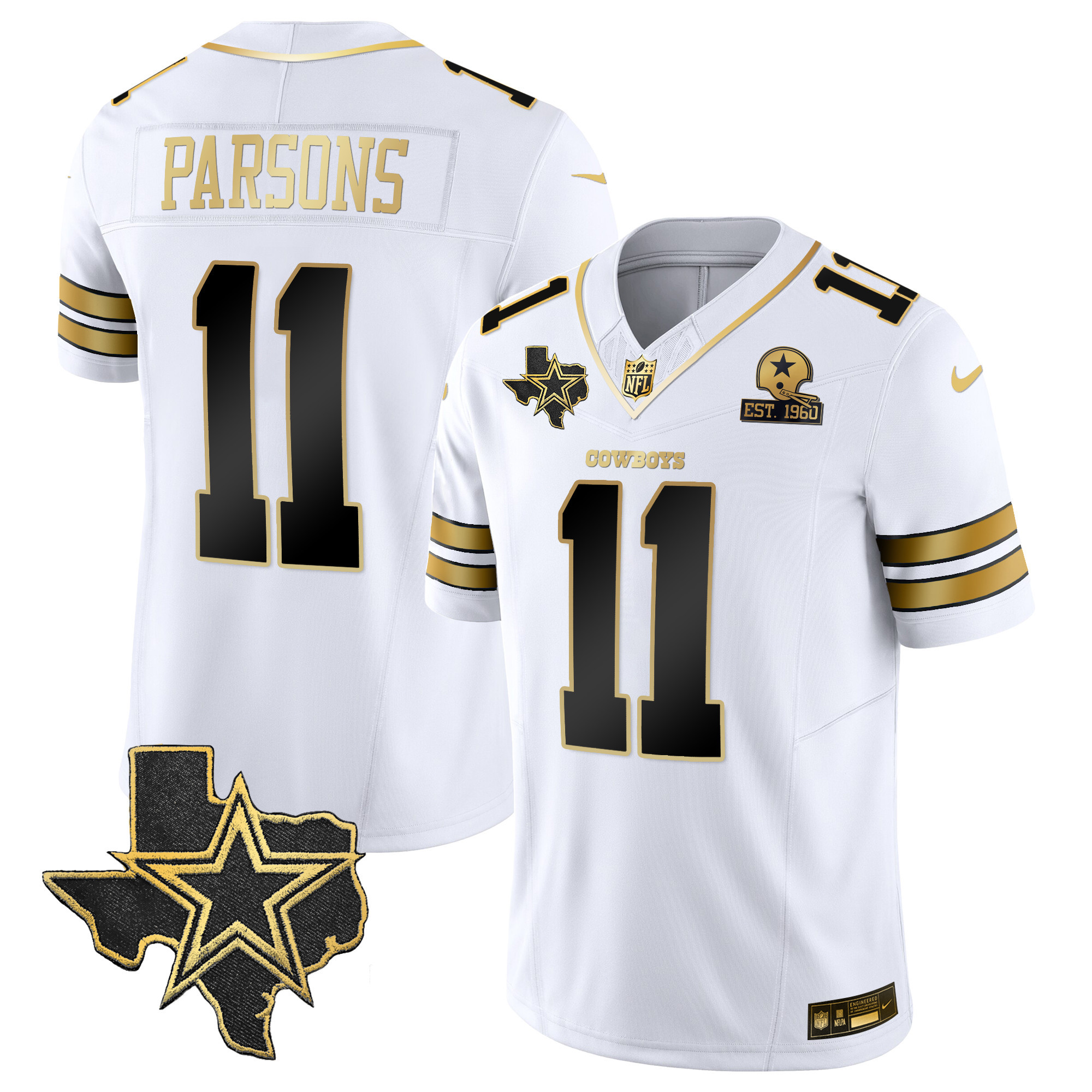 Micah Parsons Men's Dallas Cowboys Vapor Gold White Gold Jersey - All Stitched 