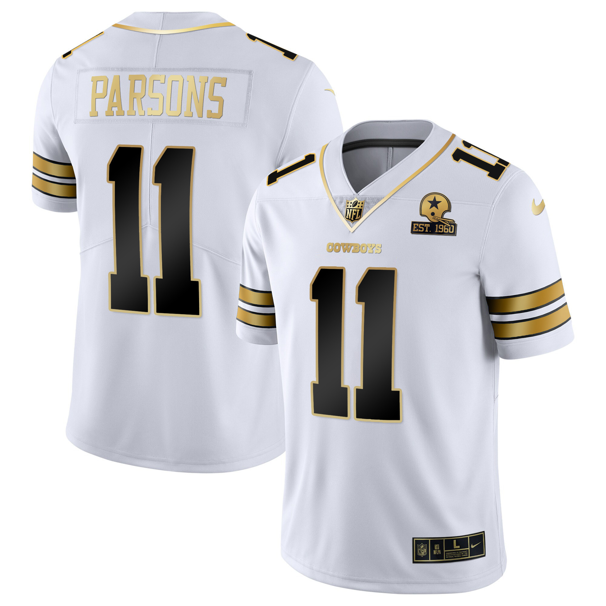 Micah Parsons Men's Dallas Cowboys Vapor Gold White Gold Jersey - All Stitched 
