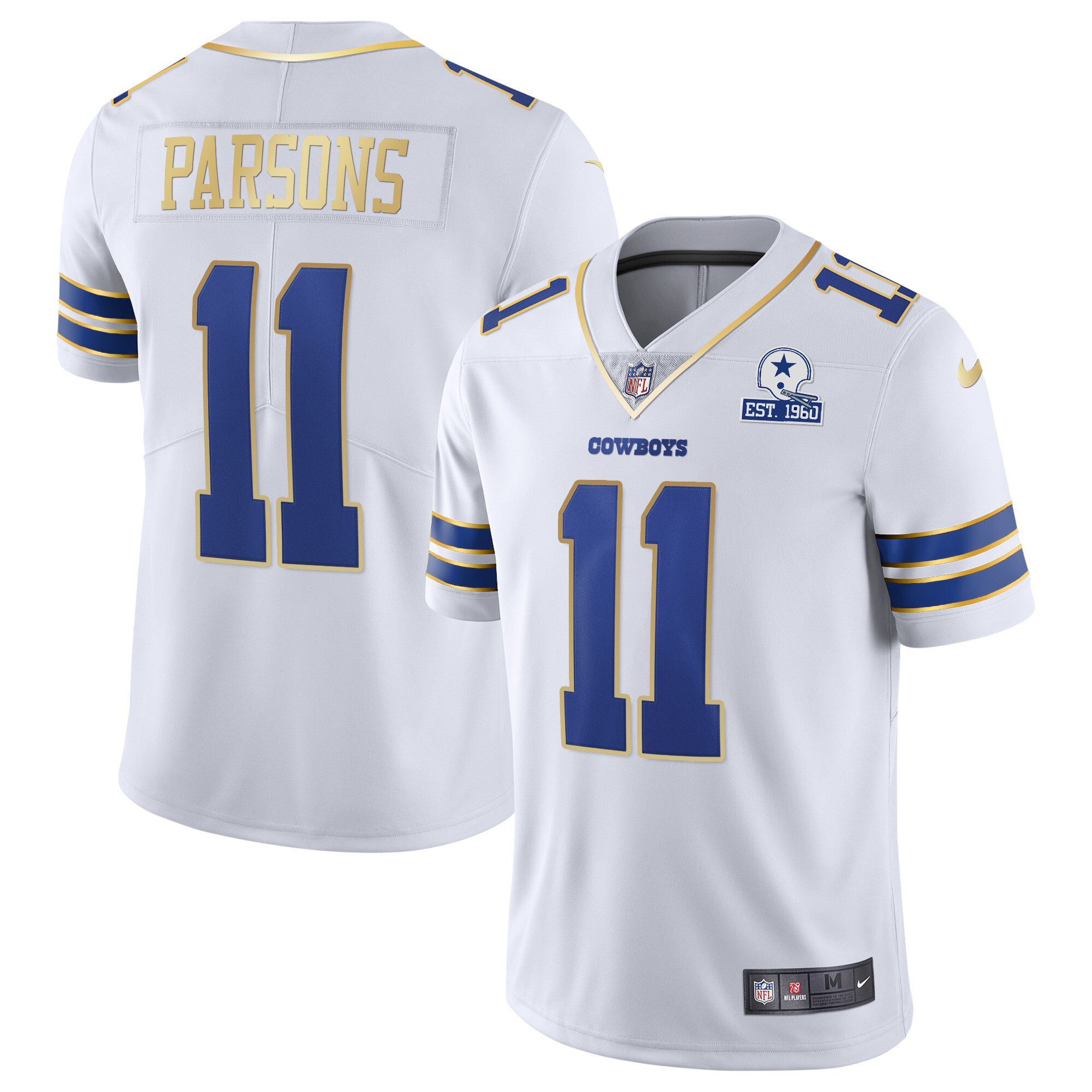 Micah Parsons Men's Dallas Cowboys Vapor Gold White Gold Trim Jersey - All Stitched 