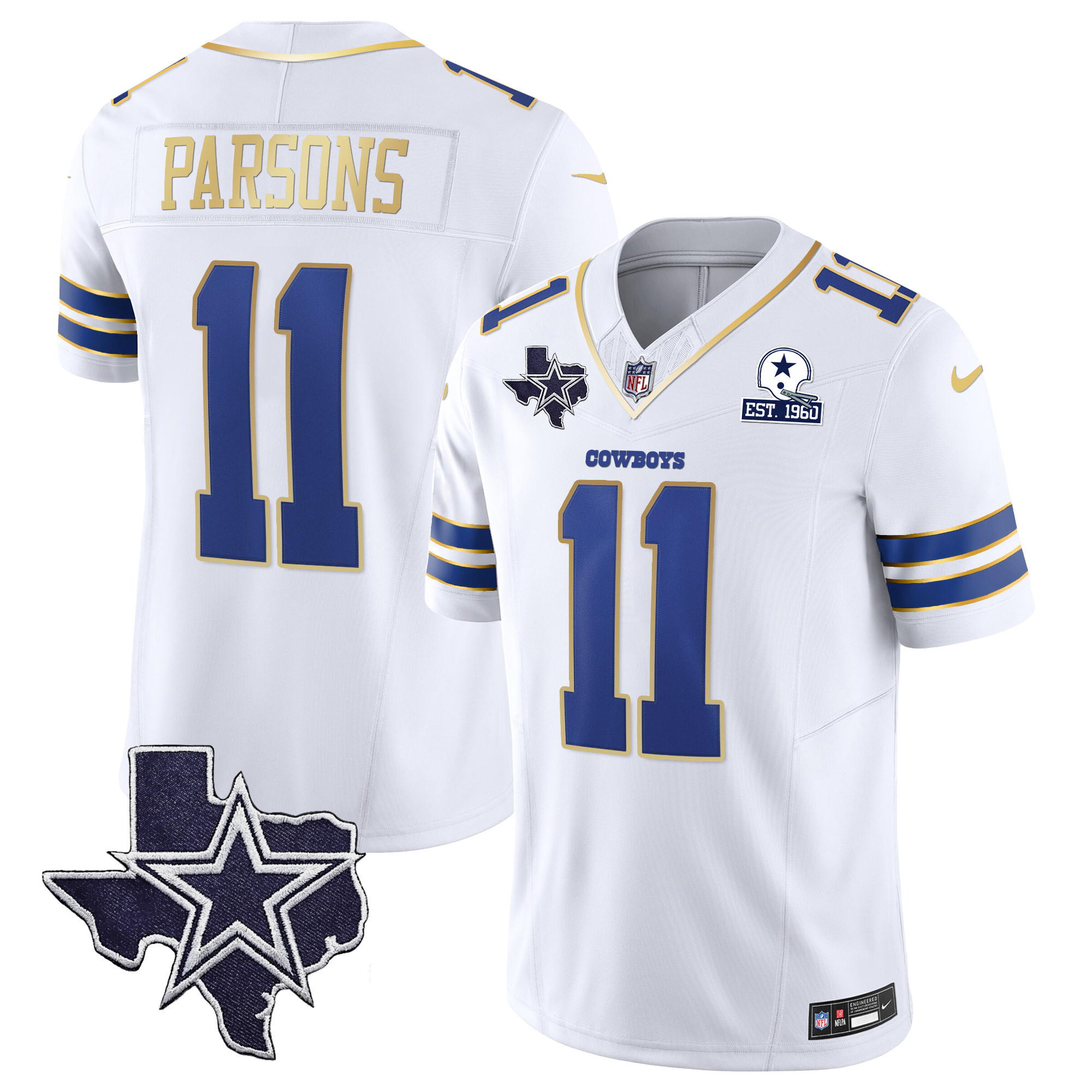 Micah Parsons Men's Dallas Cowboys Vapor Gold White Gold Trim Jersey - All Stitched 